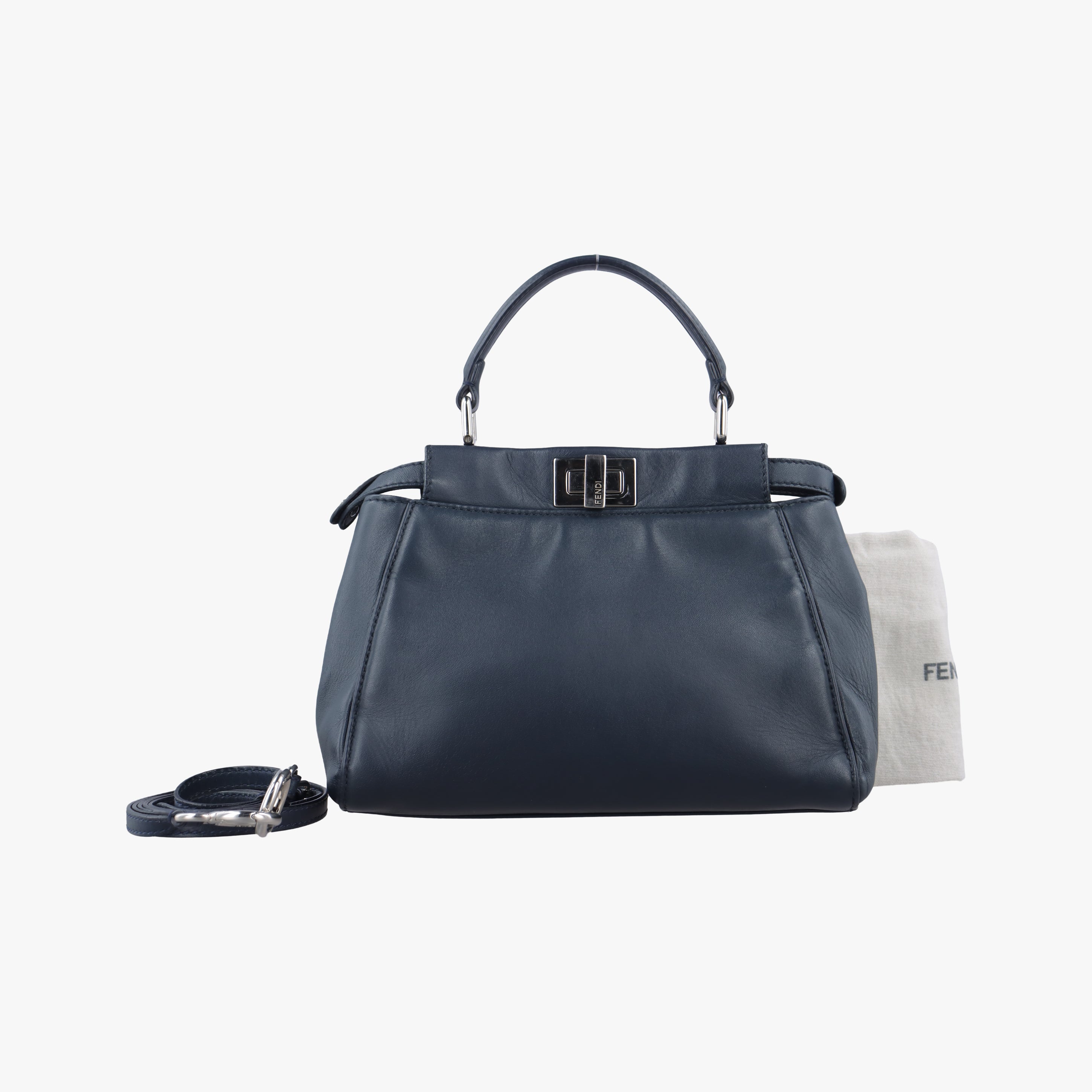 Pre-owned Fendi PEEKABOO Navy Leather 8BN244 shoulderbag | stylenewstar