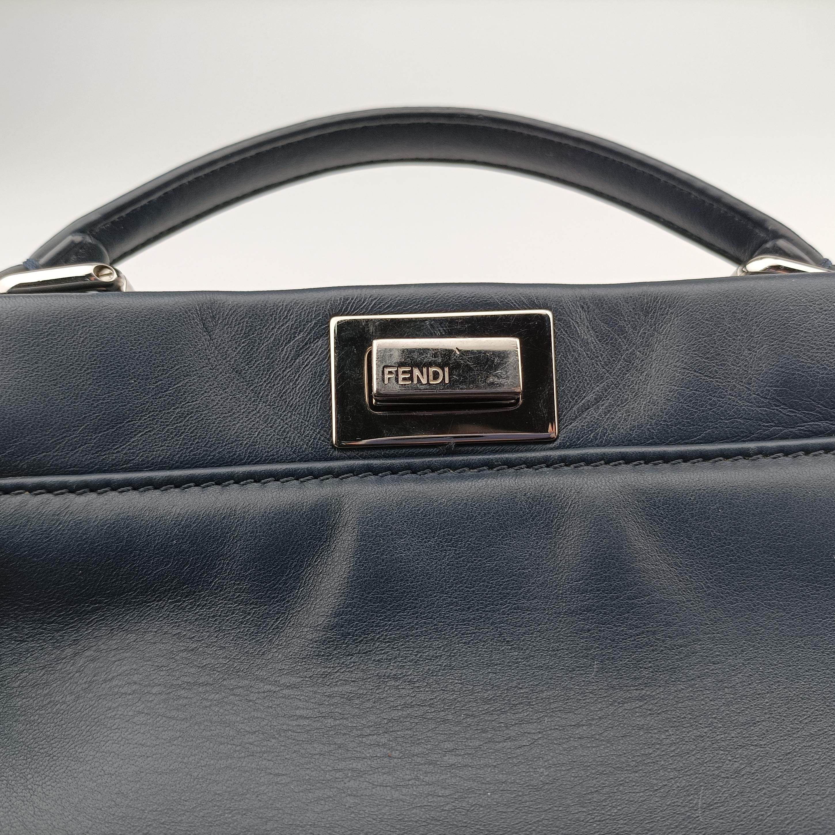 Pre-owned Fendi PEEKABOO Navy Leather 8BN244 shoulderbag | stylenewstar