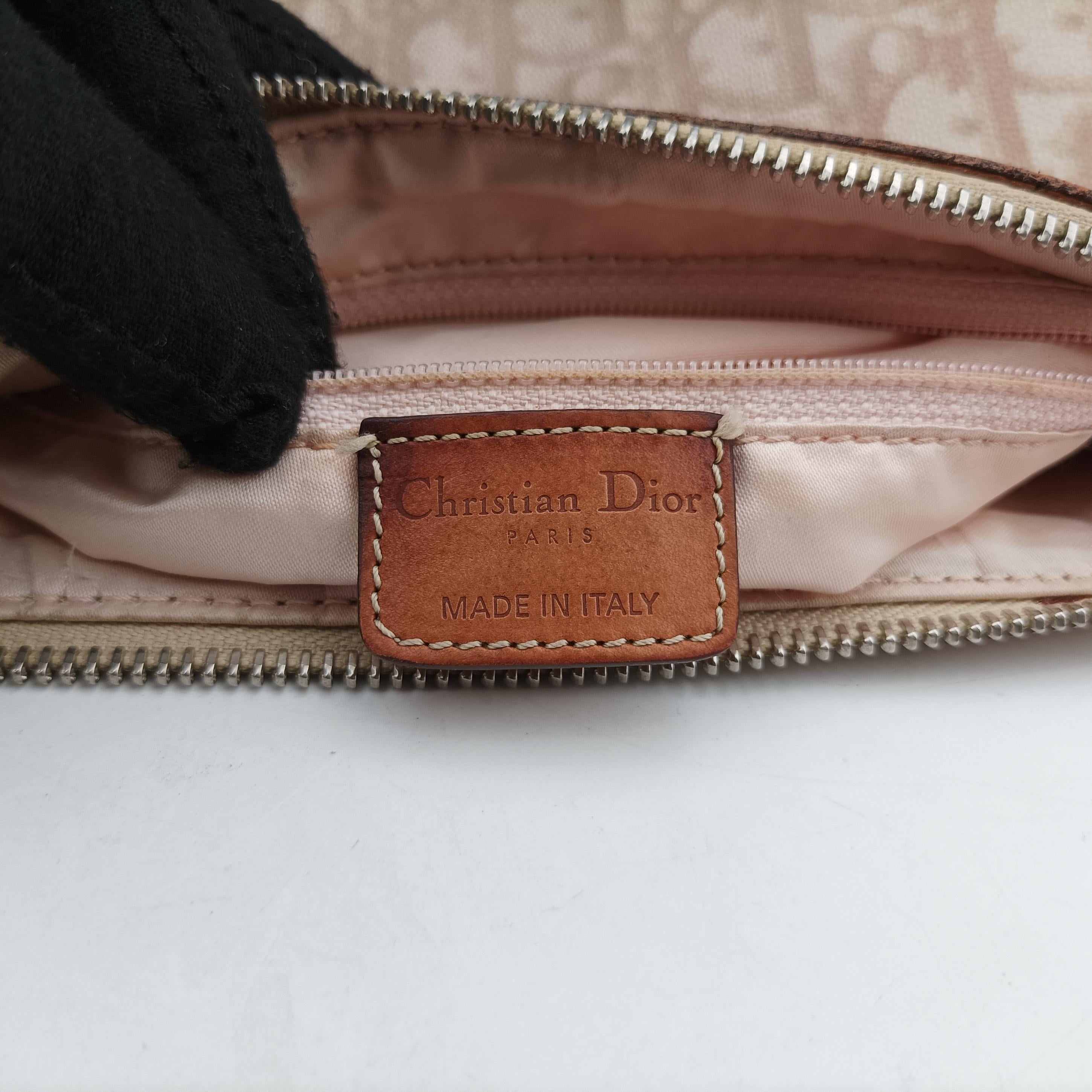 Pre-owned Christian Dior Trotter Romantic Beige PVC coated canvas×Leather  shoulderbag | stylenewstar