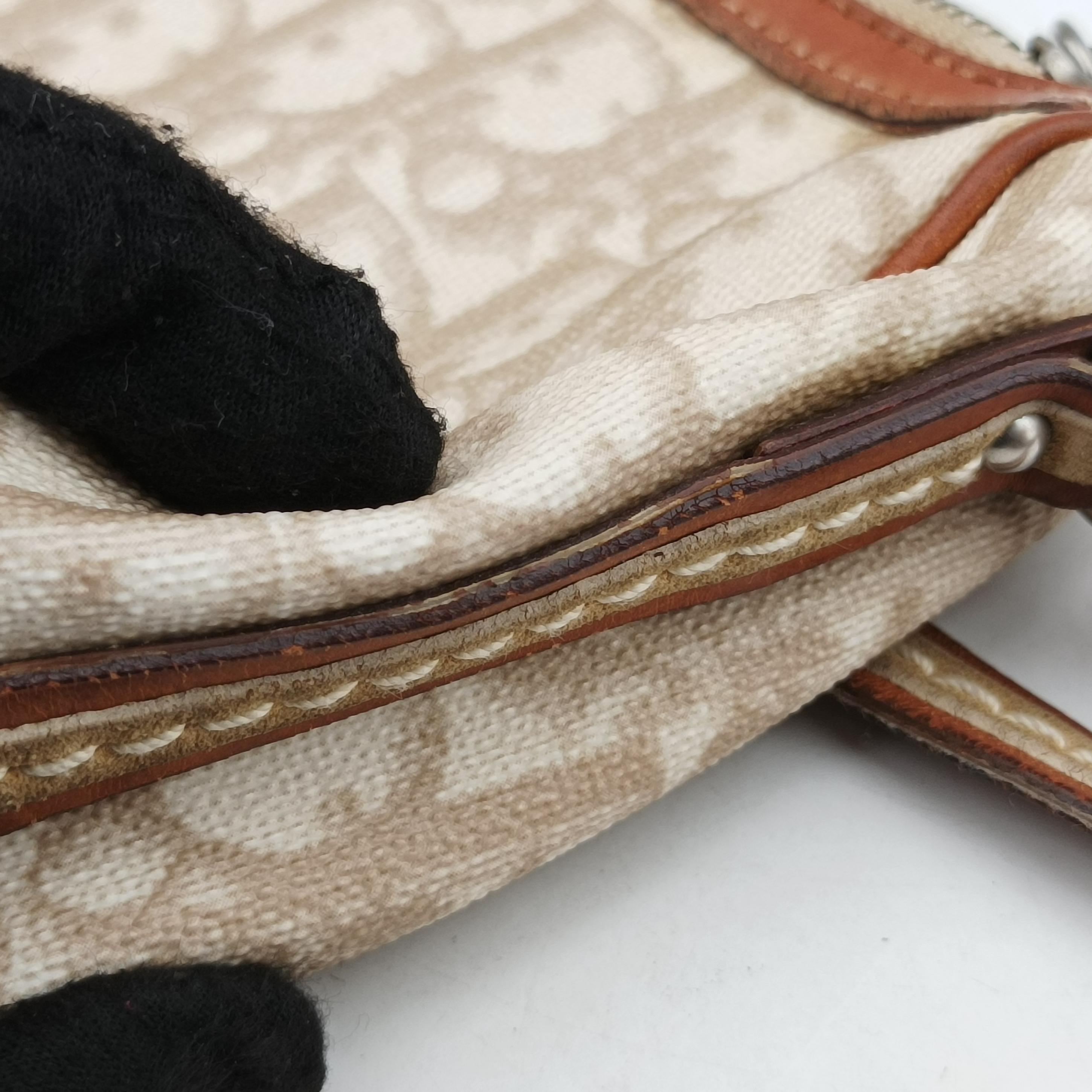 Pre-owned Christian Dior Trotter Romantic Beige PVC coated canvas×Leather  shoulderbag | stylenewstar