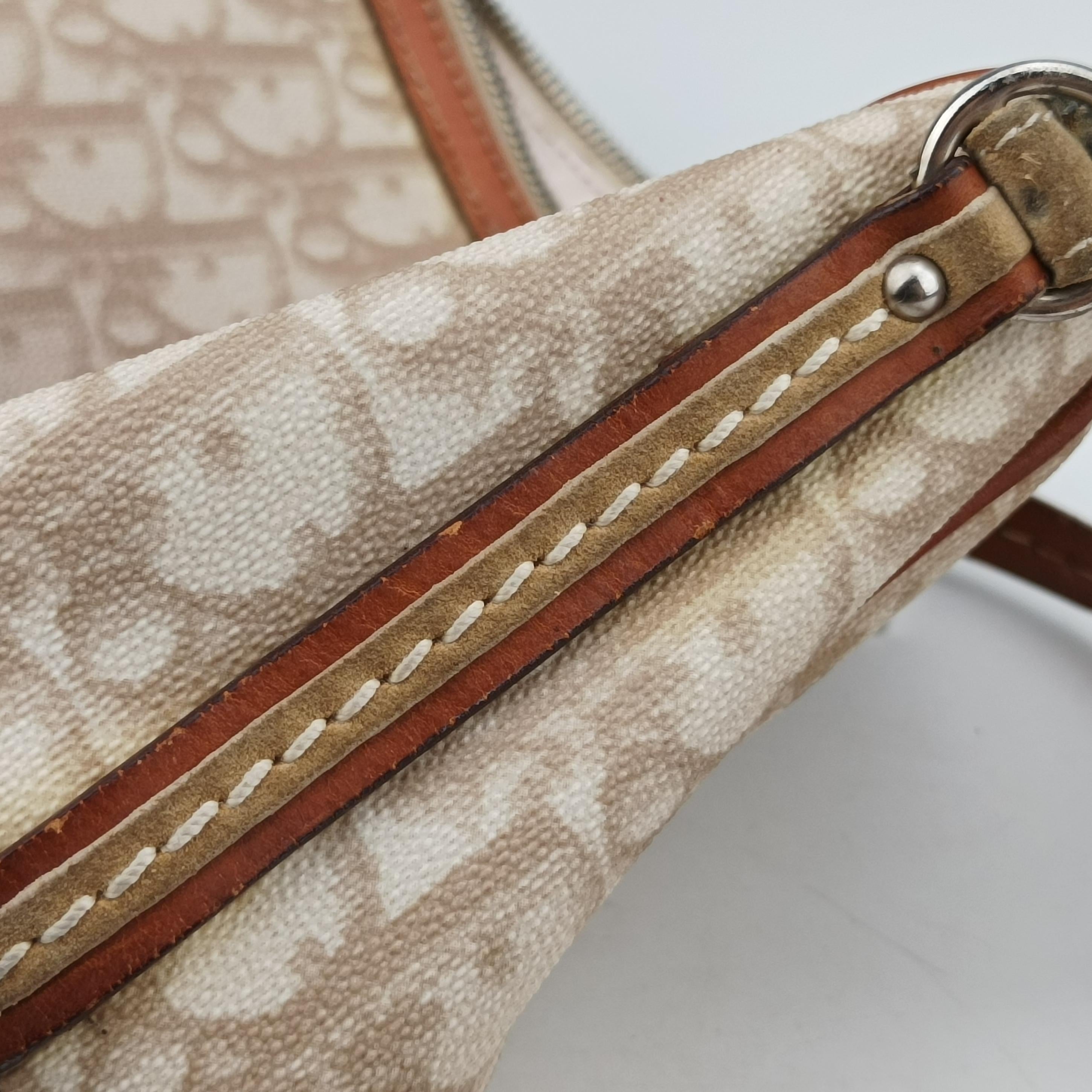 Pre-owned Christian Dior Trotter Romantic Beige PVC coated canvas×Leather  shoulderbag | stylenewstar