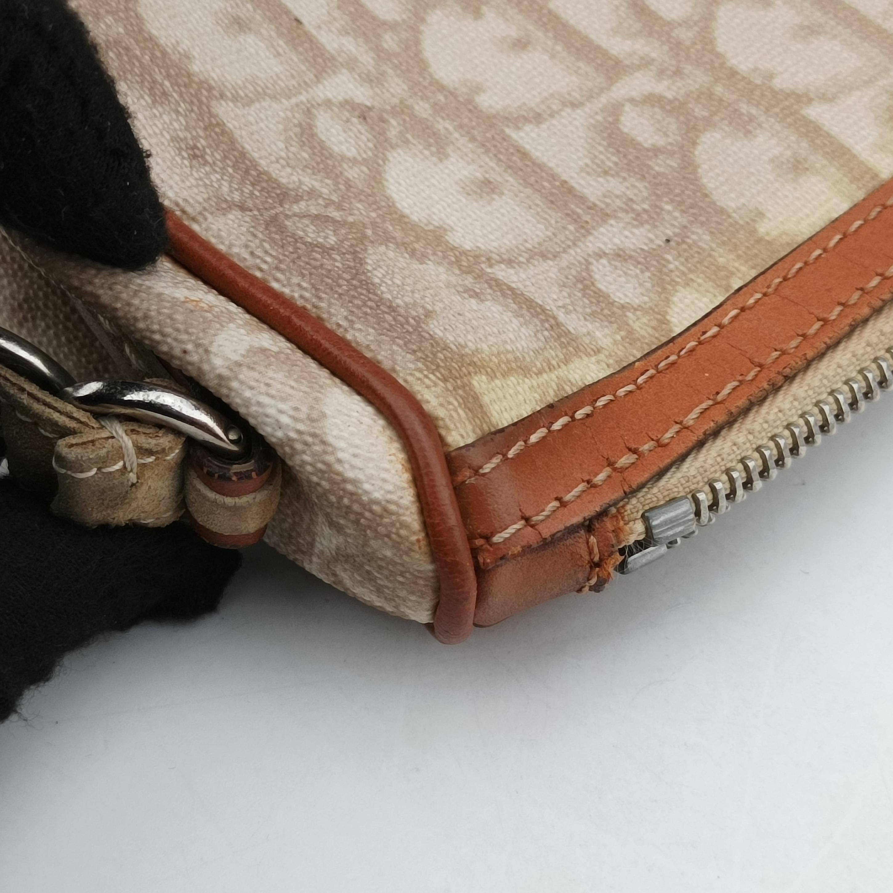 Pre-owned Christian Dior Trotter Romantic Beige PVC coated canvas×Leather  shoulderbag | stylenewstar