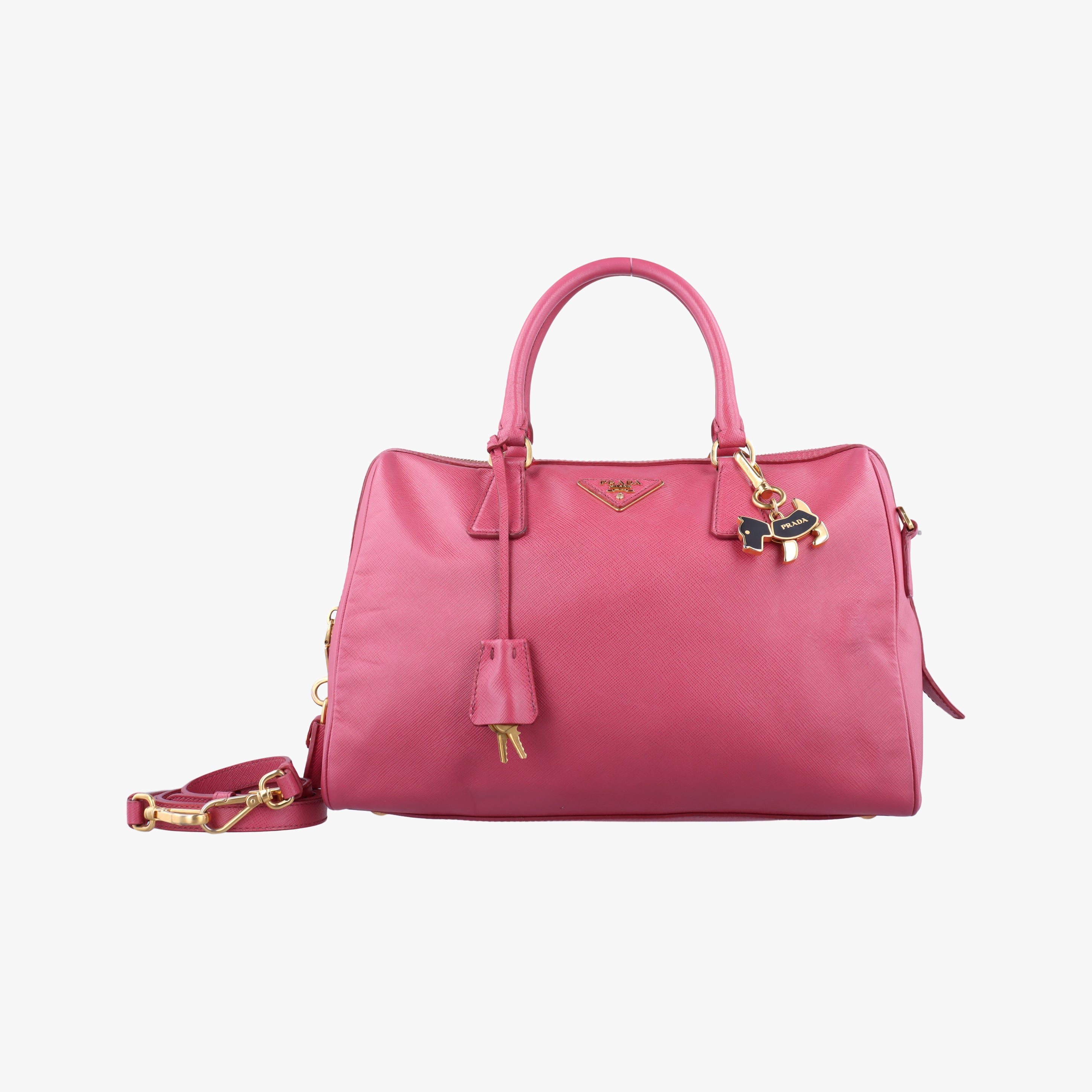 Pre-owned Prada Mini Boston Bowler Pink SAFFIANO Leather BL0823 shoulderbag | stylenewstar