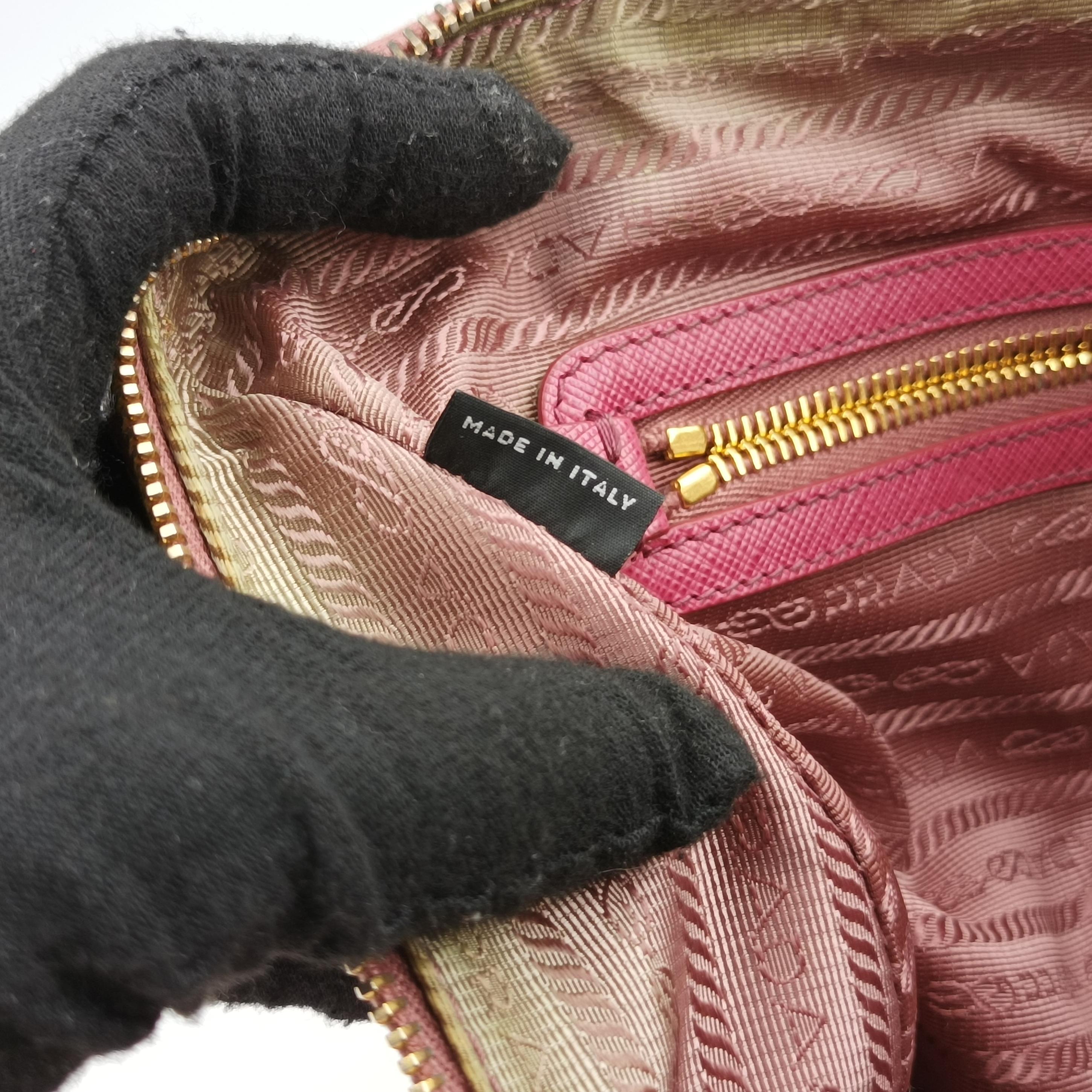 Pre-owned Prada Mini Boston Bowler Pink SAFFIANO Leather BL0823 shoulderbag | stylenewstar