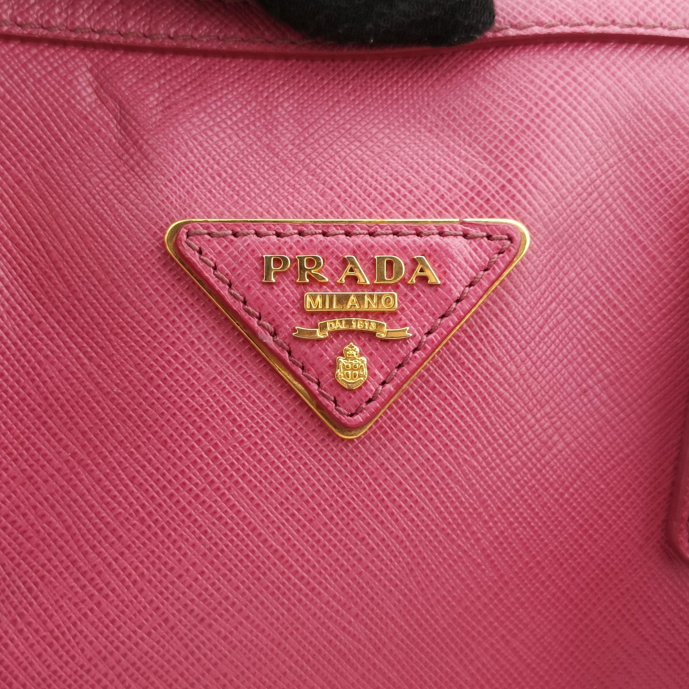 Pre-owned Prada Mini Boston Bowler Pink SAFFIANO Leather BL0823 shoulderbag | stylenewstar