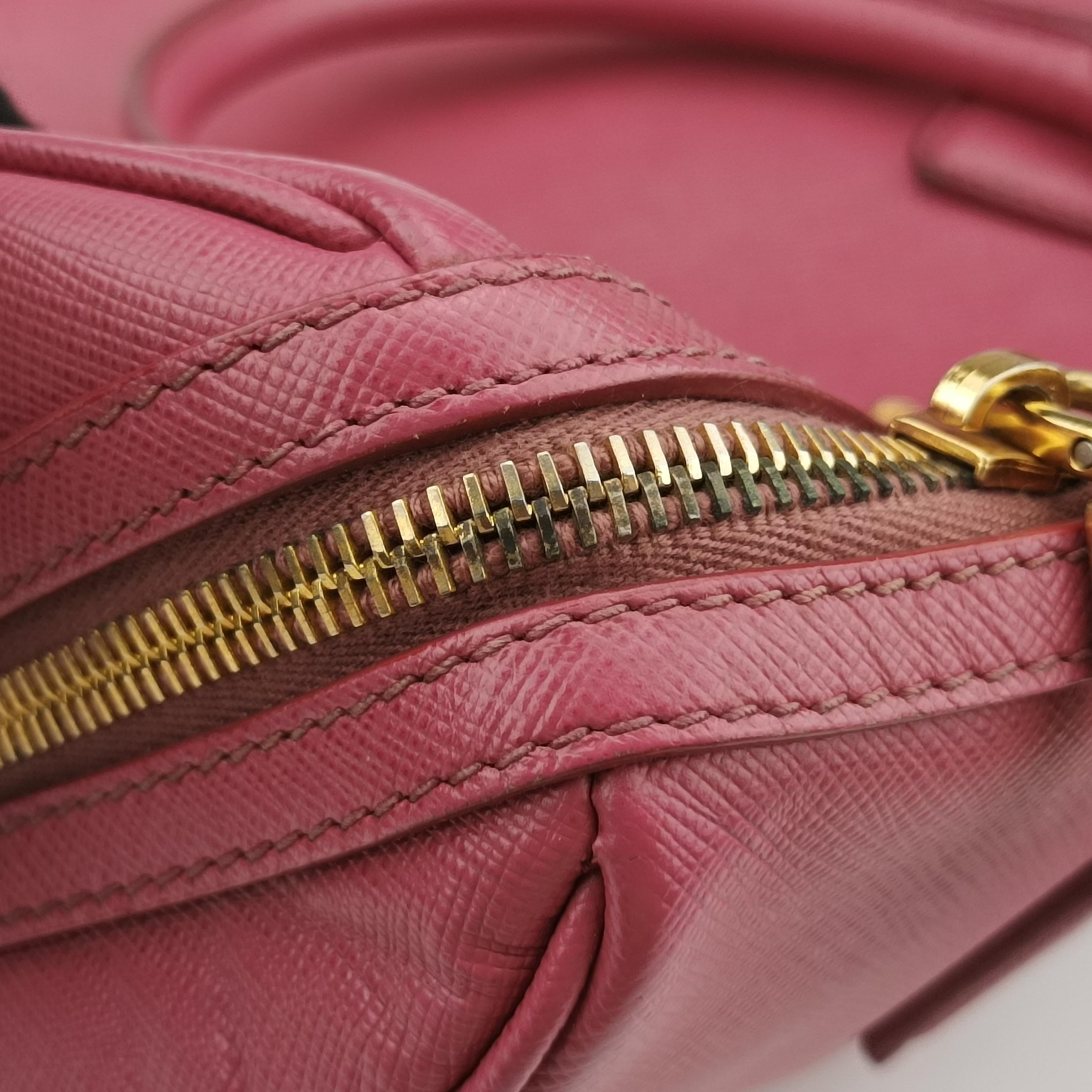 Pre-owned Prada Mini Boston Bowler Pink SAFFIANO Leather BL0823 shoulderbag | stylenewstar