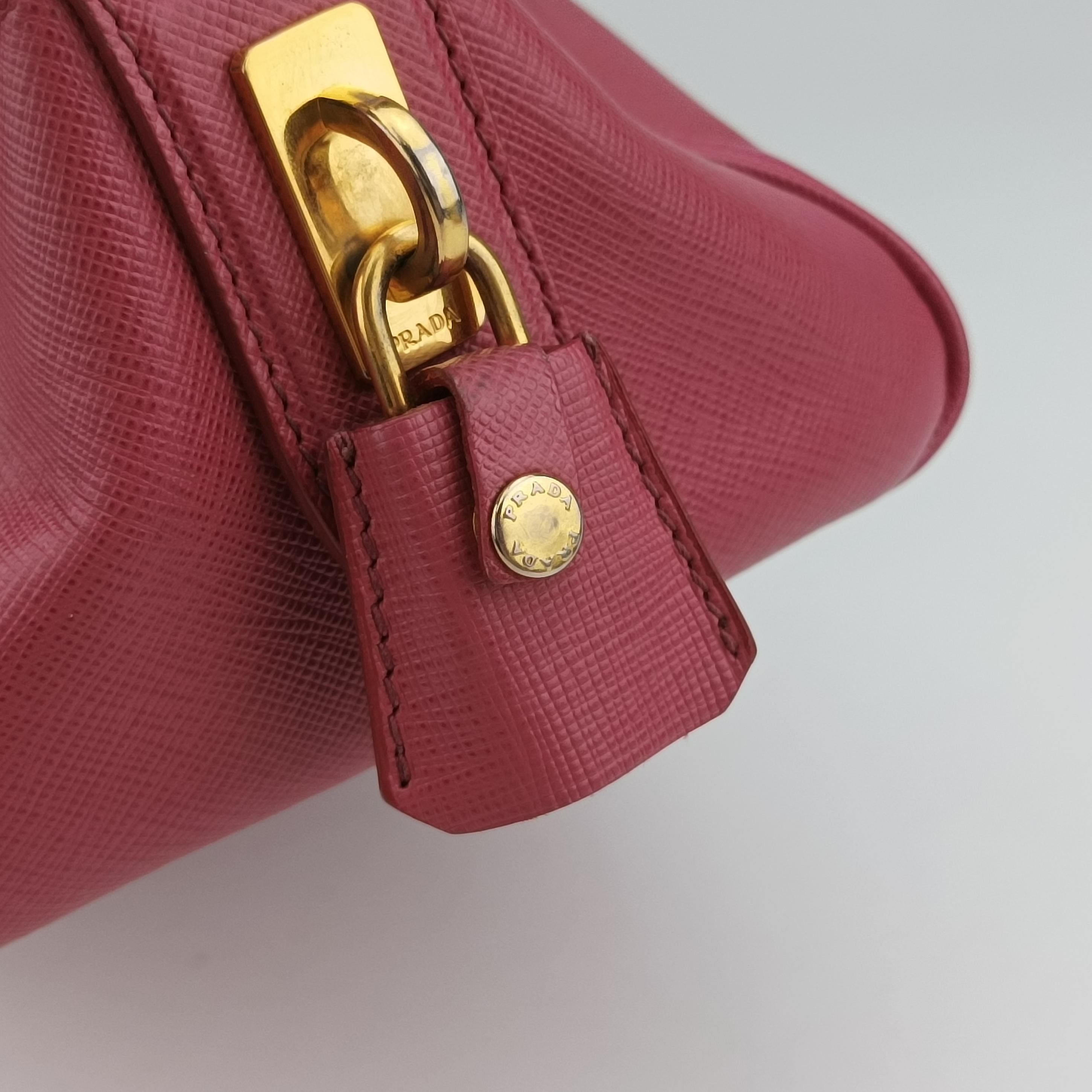Pre-owned Prada Mini Boston Bowler Pink SAFFIANO Leather BL0823 shoulderbag | stylenewstar