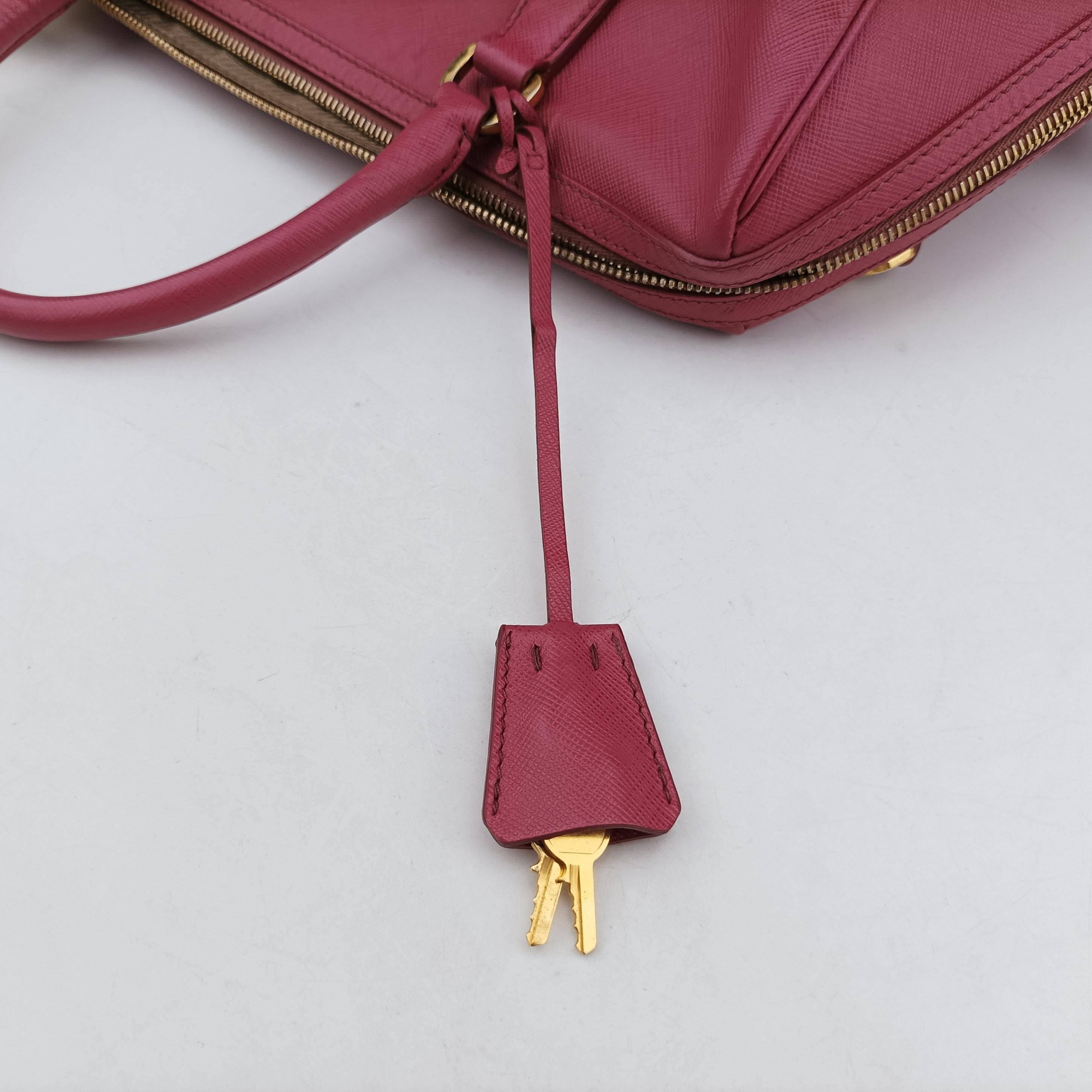 Pre-owned Prada Mini Boston Bowler Pink SAFFIANO Leather BL0823 shoulderbag | stylenewstar