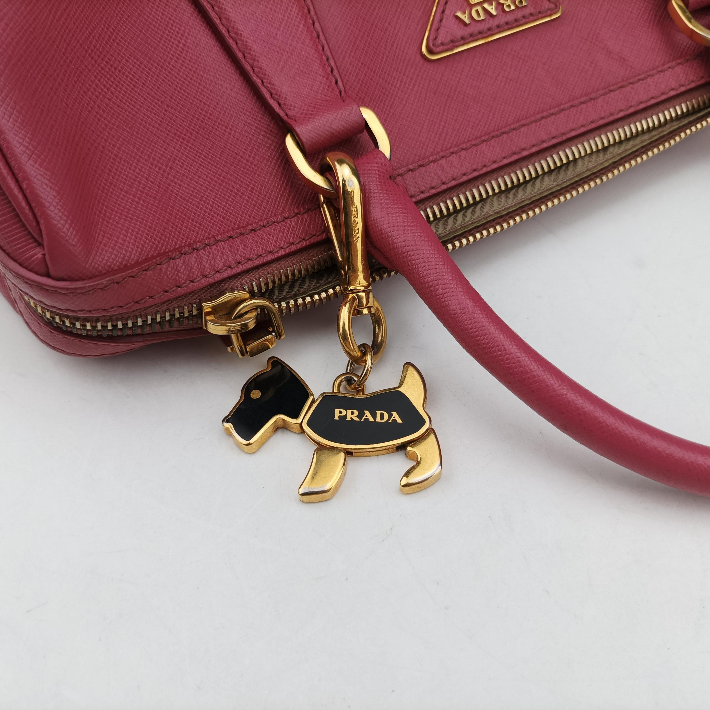 Pre-owned Prada Mini Boston Bowler Pink SAFFIANO Leather BL0823 shoulderbag | stylenewstar