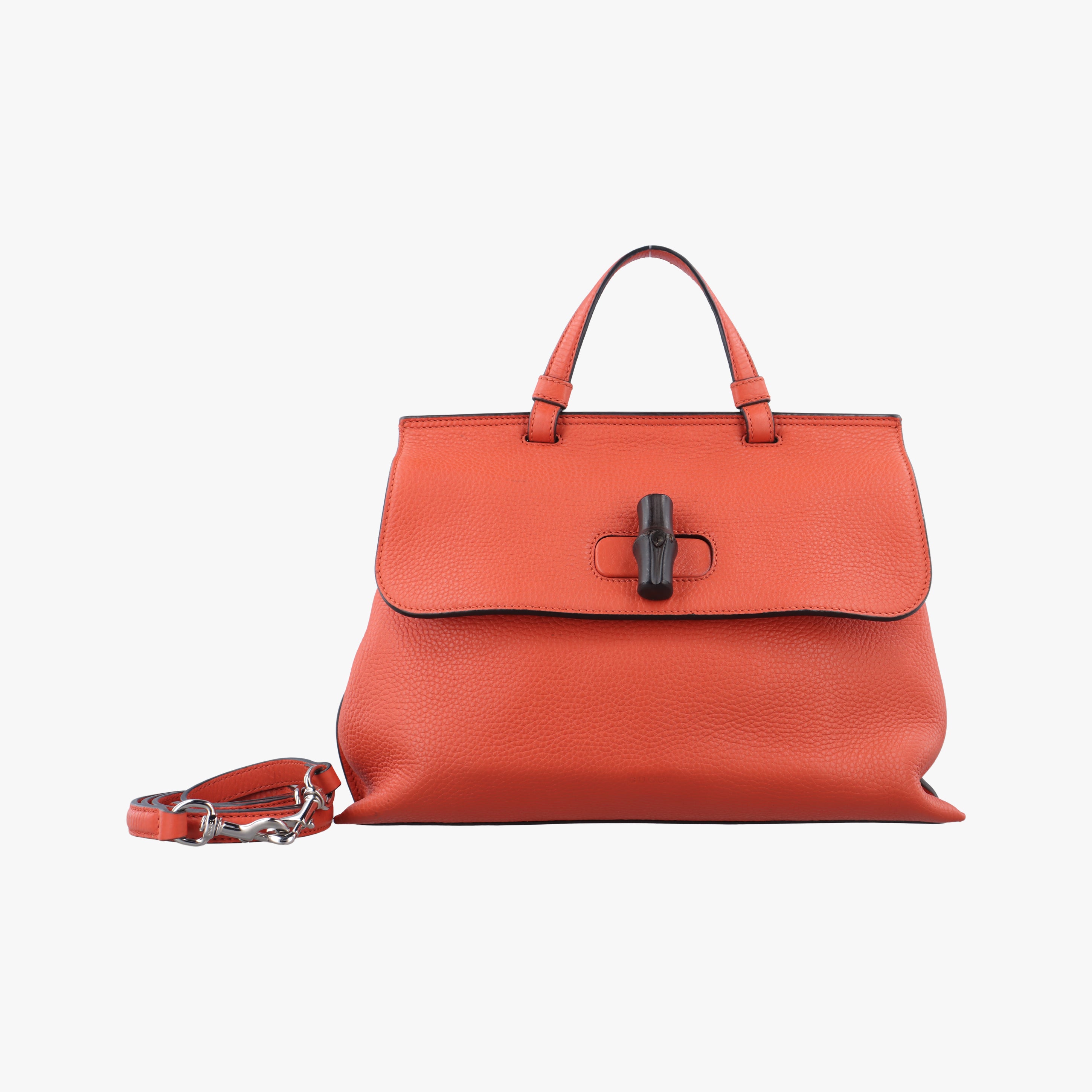 Pre-owned Gucci Bamboo Daily Orange Leather 392013 shoulderbag | stylenewstar