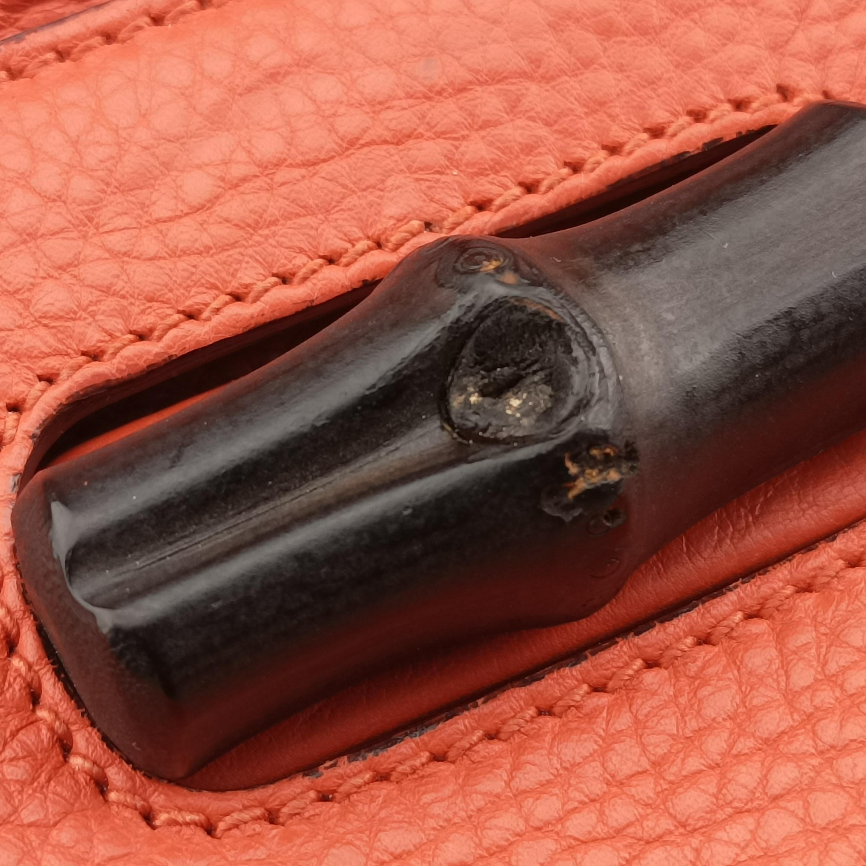Pre-owned Gucci Bamboo Daily Orange Leather 392013 shoulderbag | stylenewstar