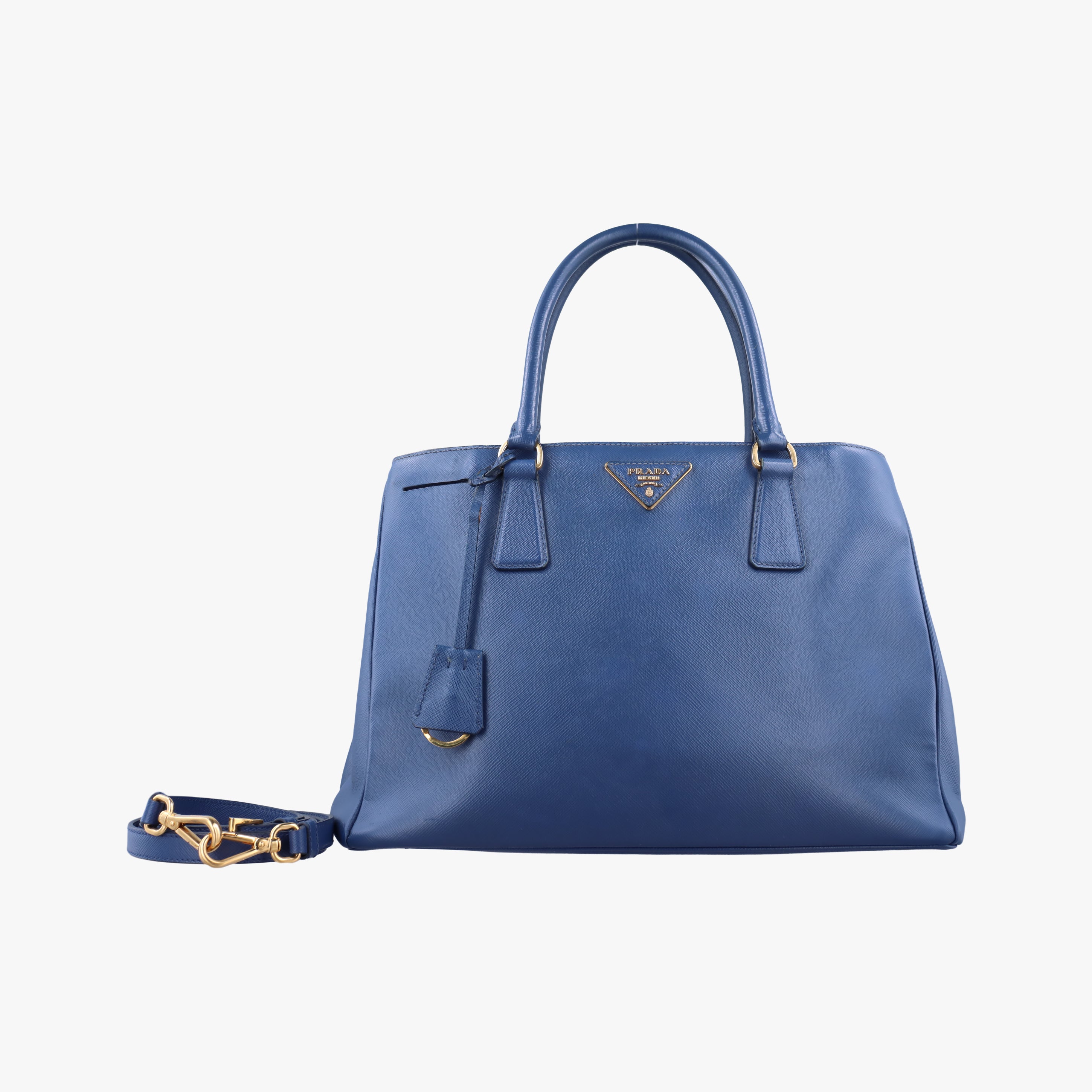 Pre-owned Prada Galleria Blue SAFFIANO Leather BN2274 shoulderbag | stylenewstar