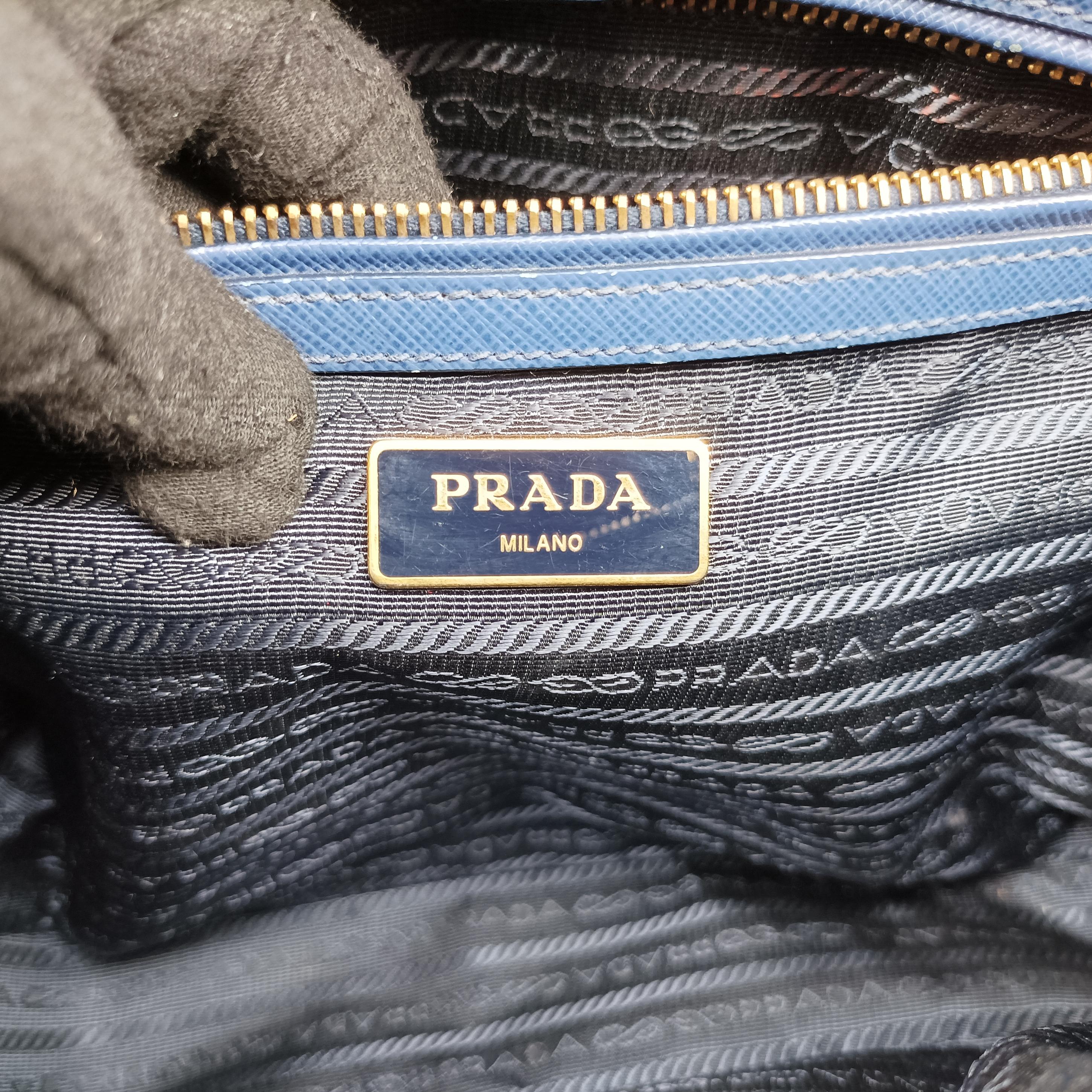 Pre-owned Prada Galleria Blue SAFFIANO Leather BN2274 shoulderbag | stylenewstar