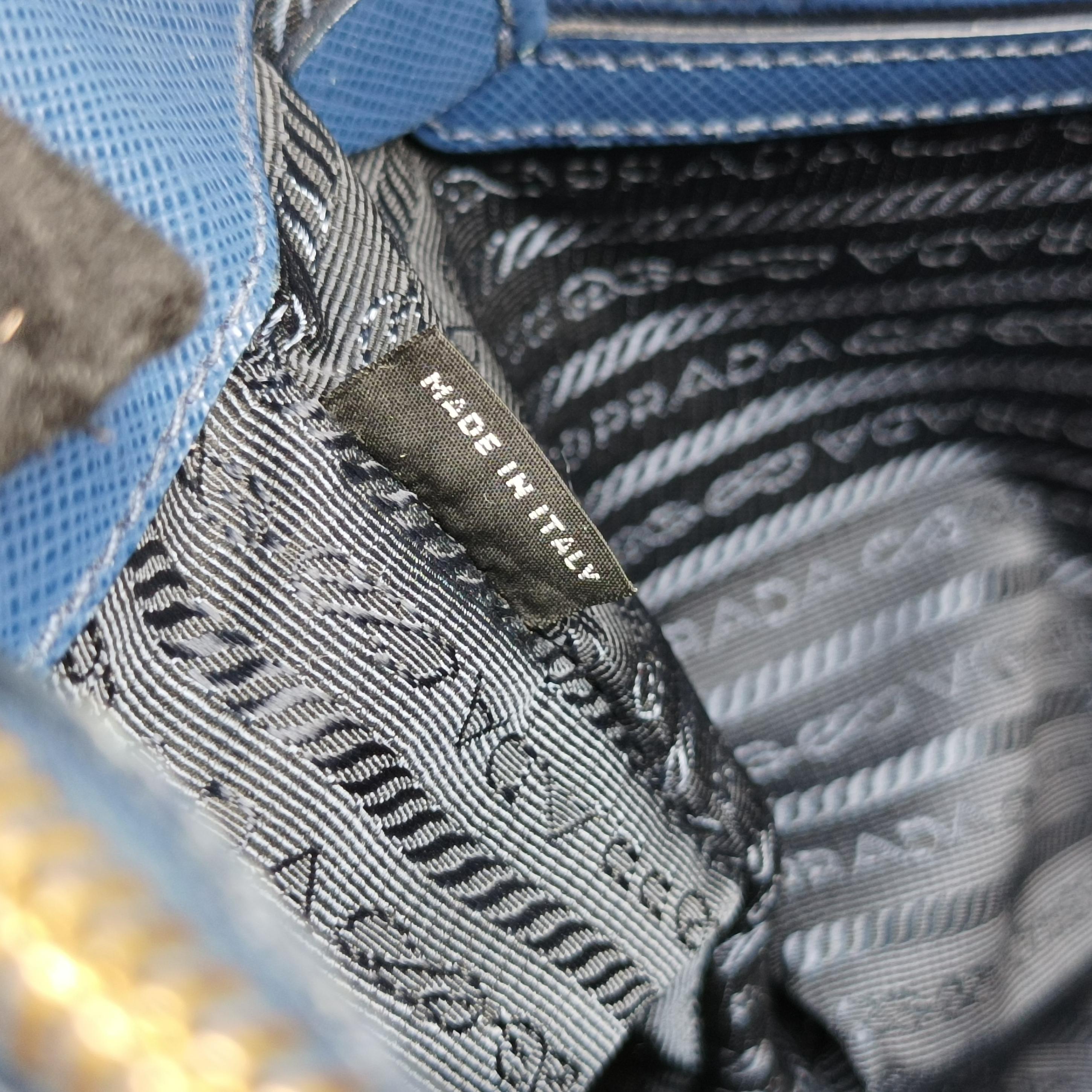 Pre-owned Prada Galleria Blue SAFFIANO Leather BN2274 shoulderbag | stylenewstar