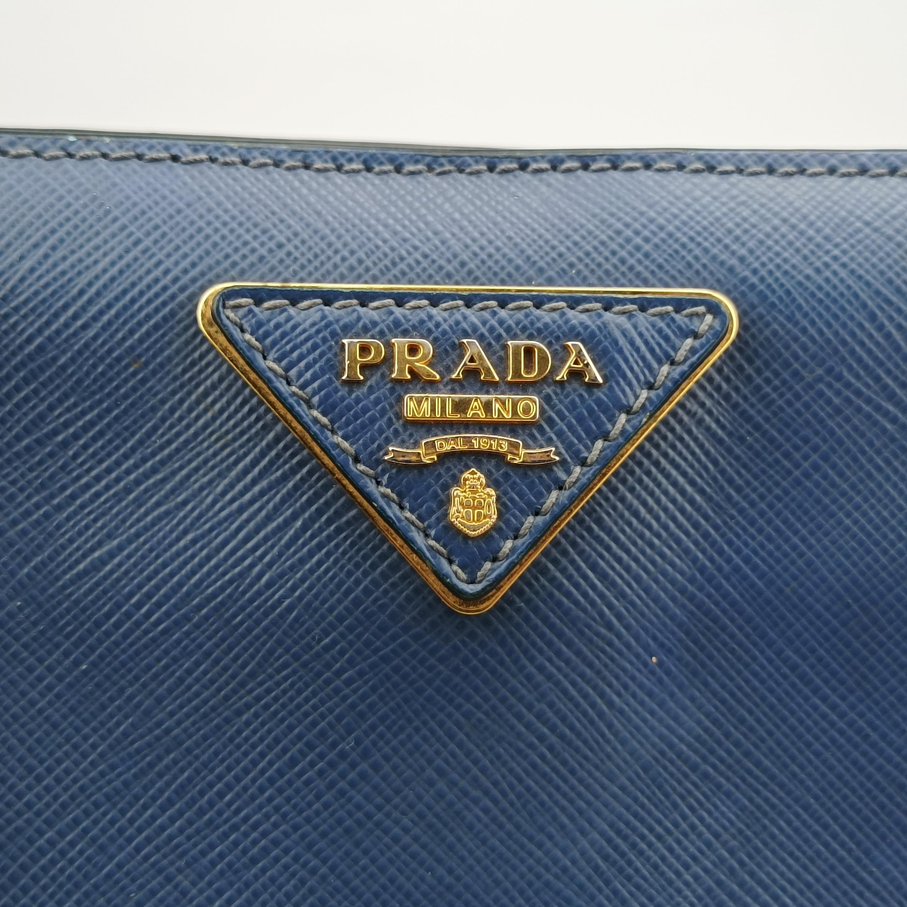 Pre-owned Prada Galleria Blue SAFFIANO Leather BN2274 shoulderbag | stylenewstar