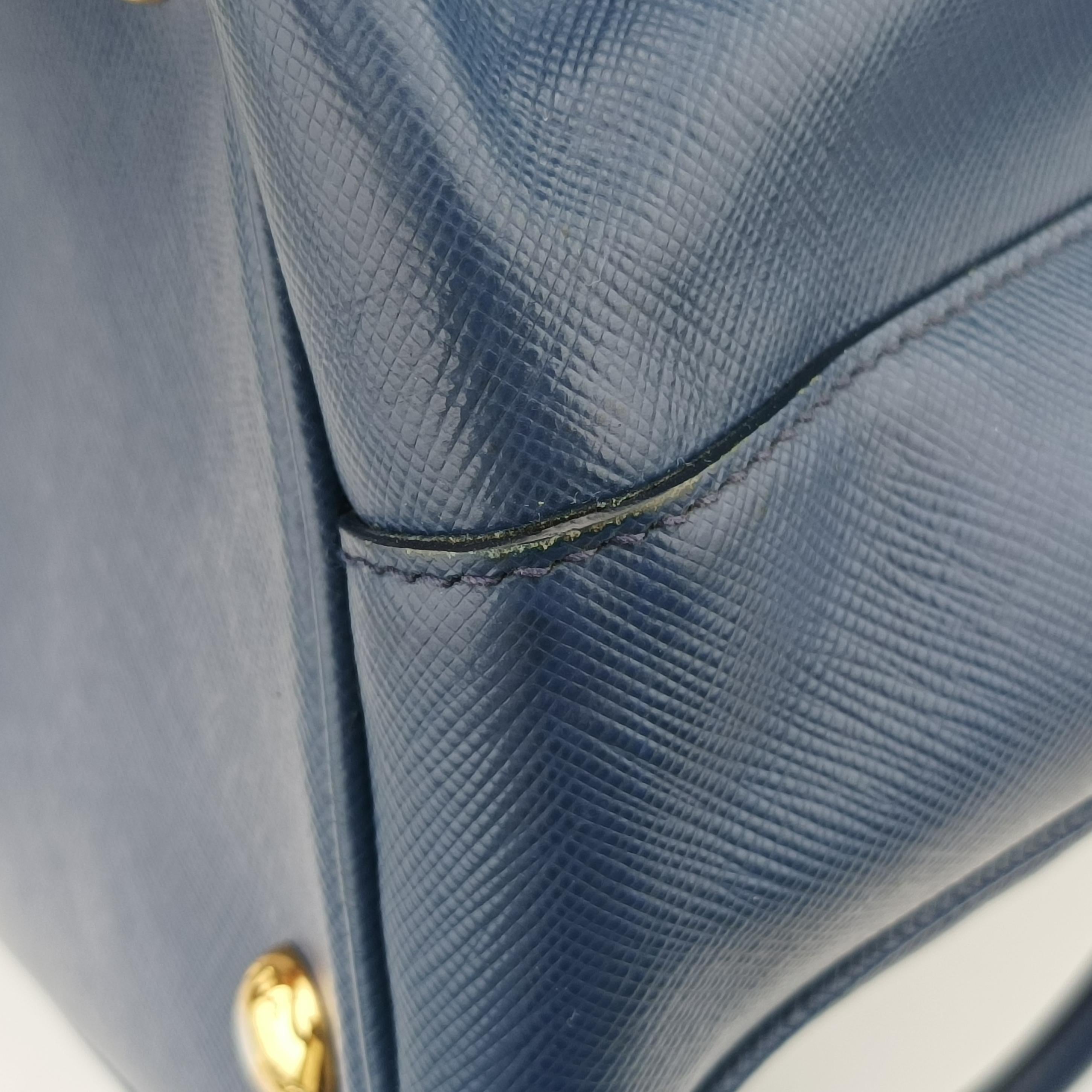 Pre-owned Prada Galleria Blue SAFFIANO Leather BN2274 shoulderbag | stylenewstar