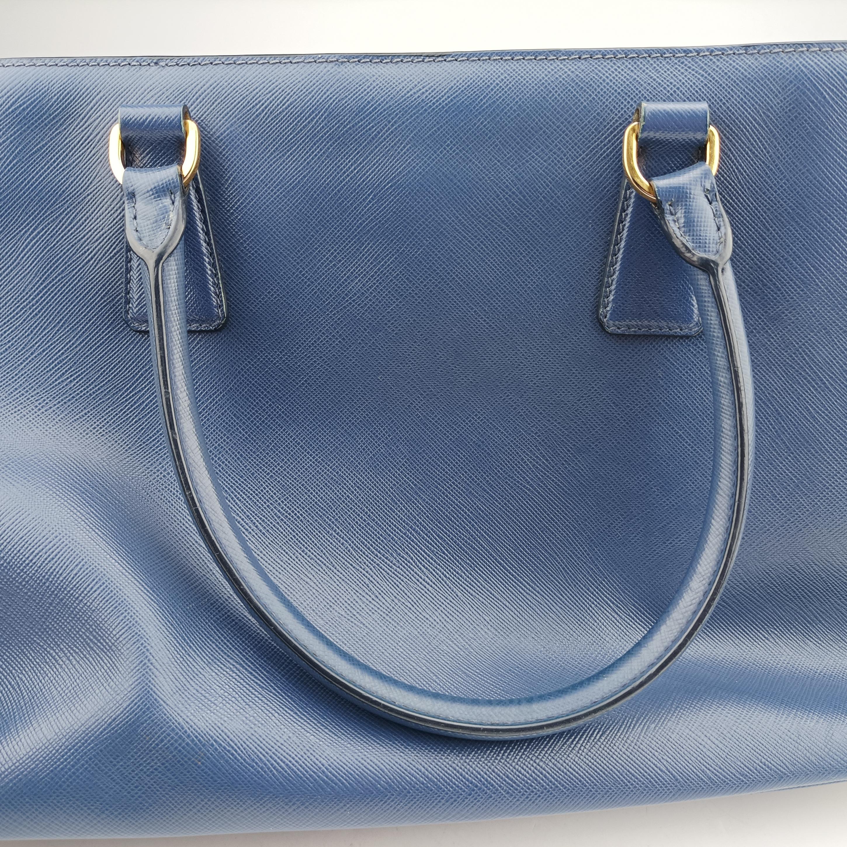 Pre-owned Prada Galleria Blue SAFFIANO Leather BN2274 shoulderbag | stylenewstar