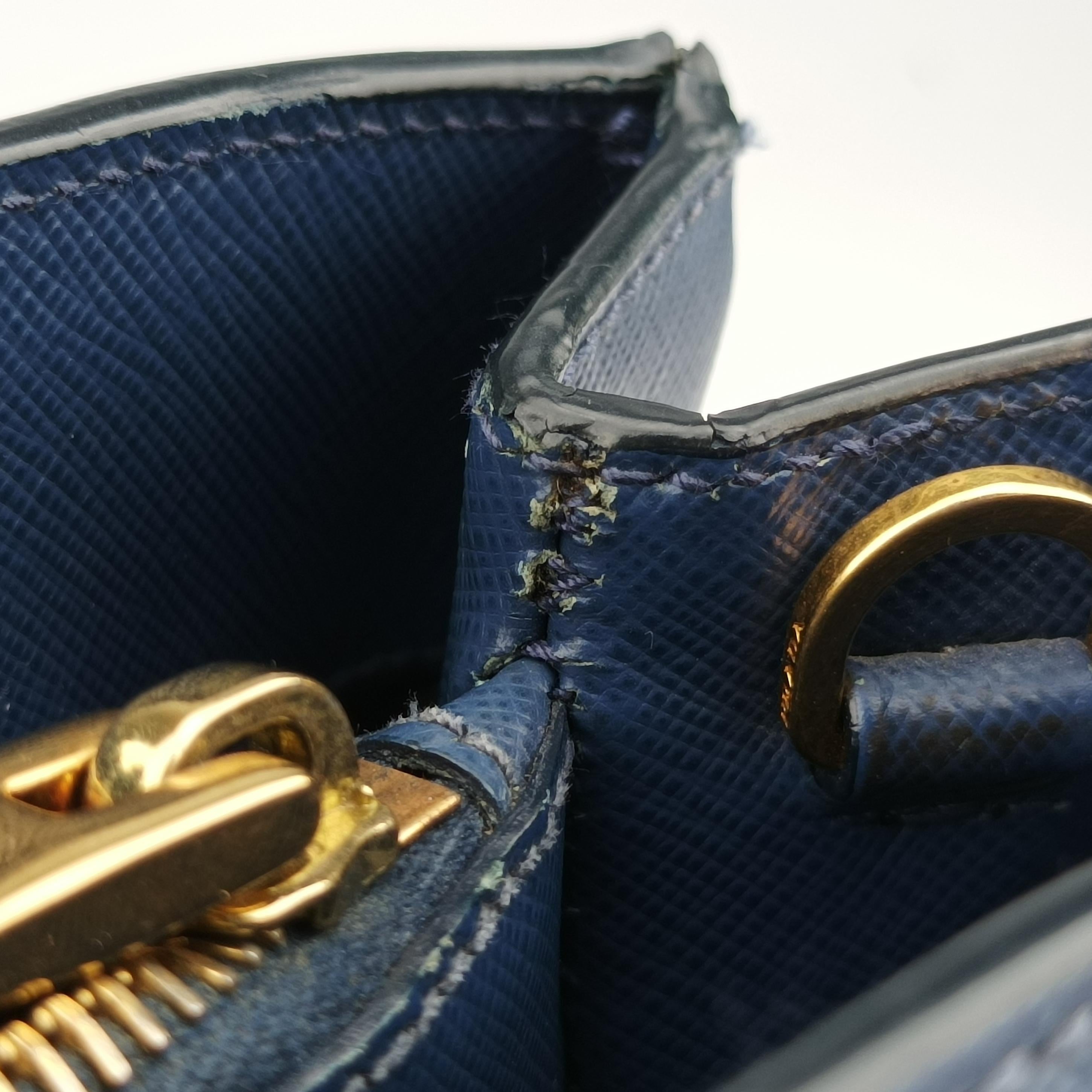 Pre-owned Prada Galleria Blue SAFFIANO Leather BN2274 shoulderbag | stylenewstar