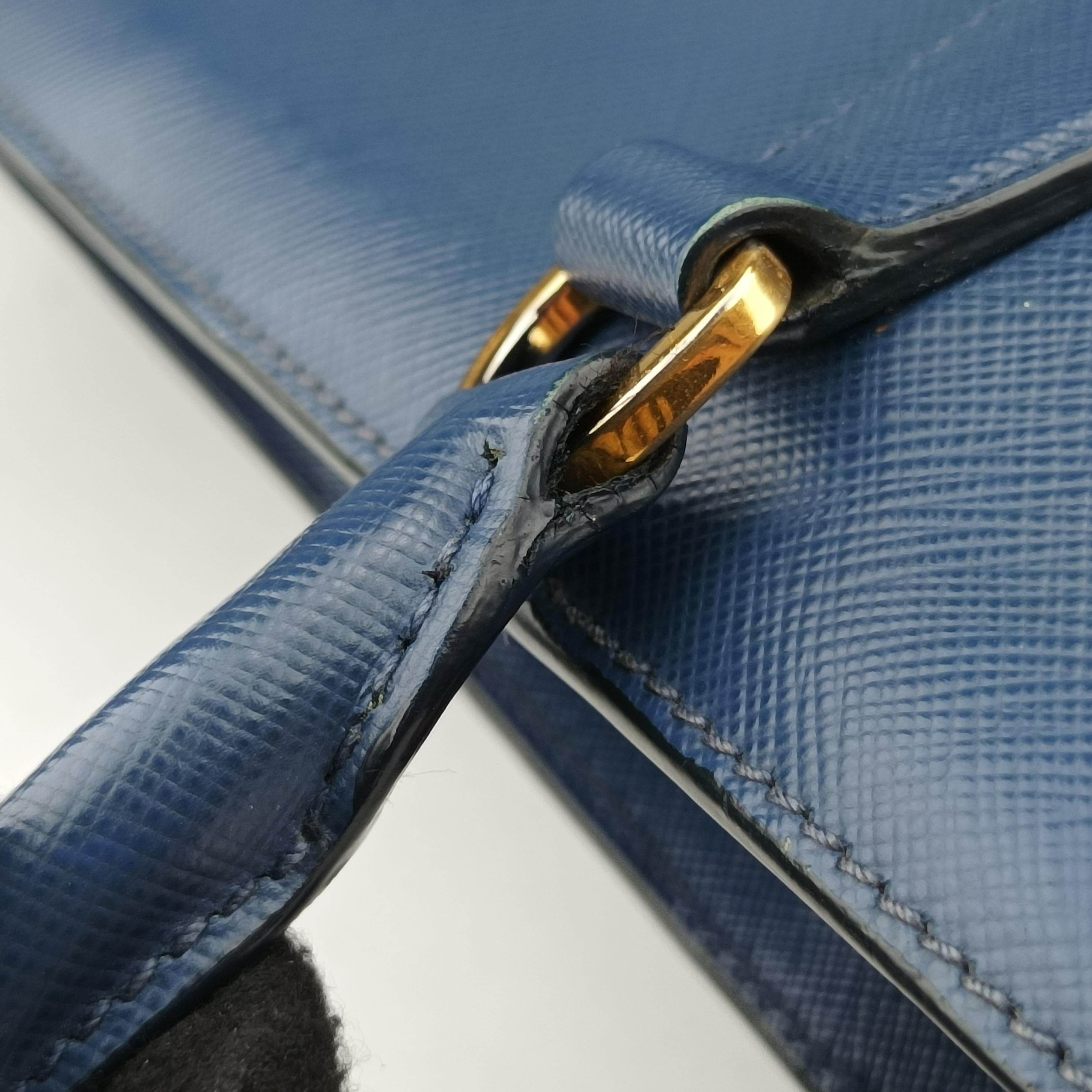 Pre-owned Prada Galleria Blue SAFFIANO Leather BN2274 shoulderbag | stylenewstar