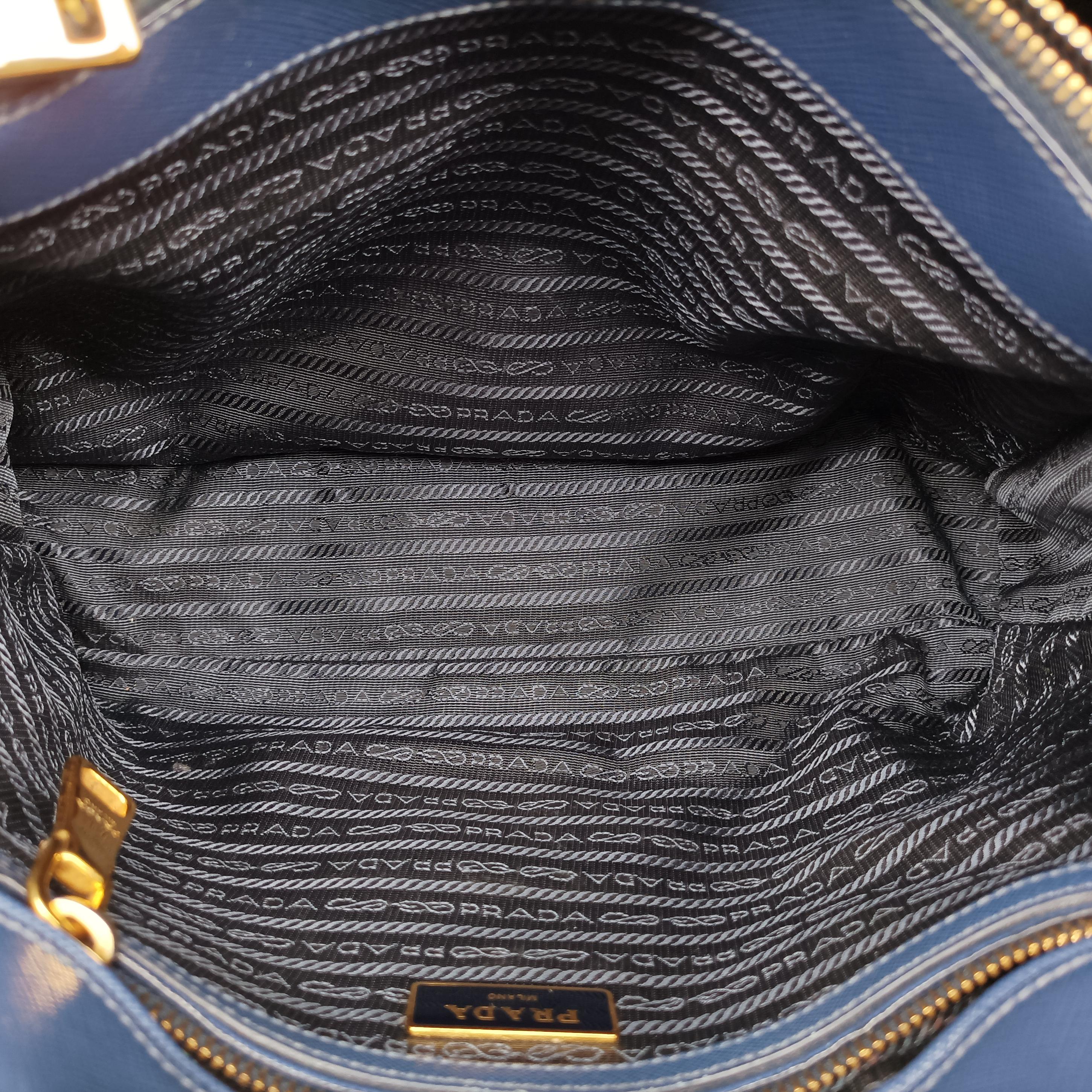 Pre-owned Prada Galleria Blue SAFFIANO Leather BN2274 shoulderbag | stylenewstar