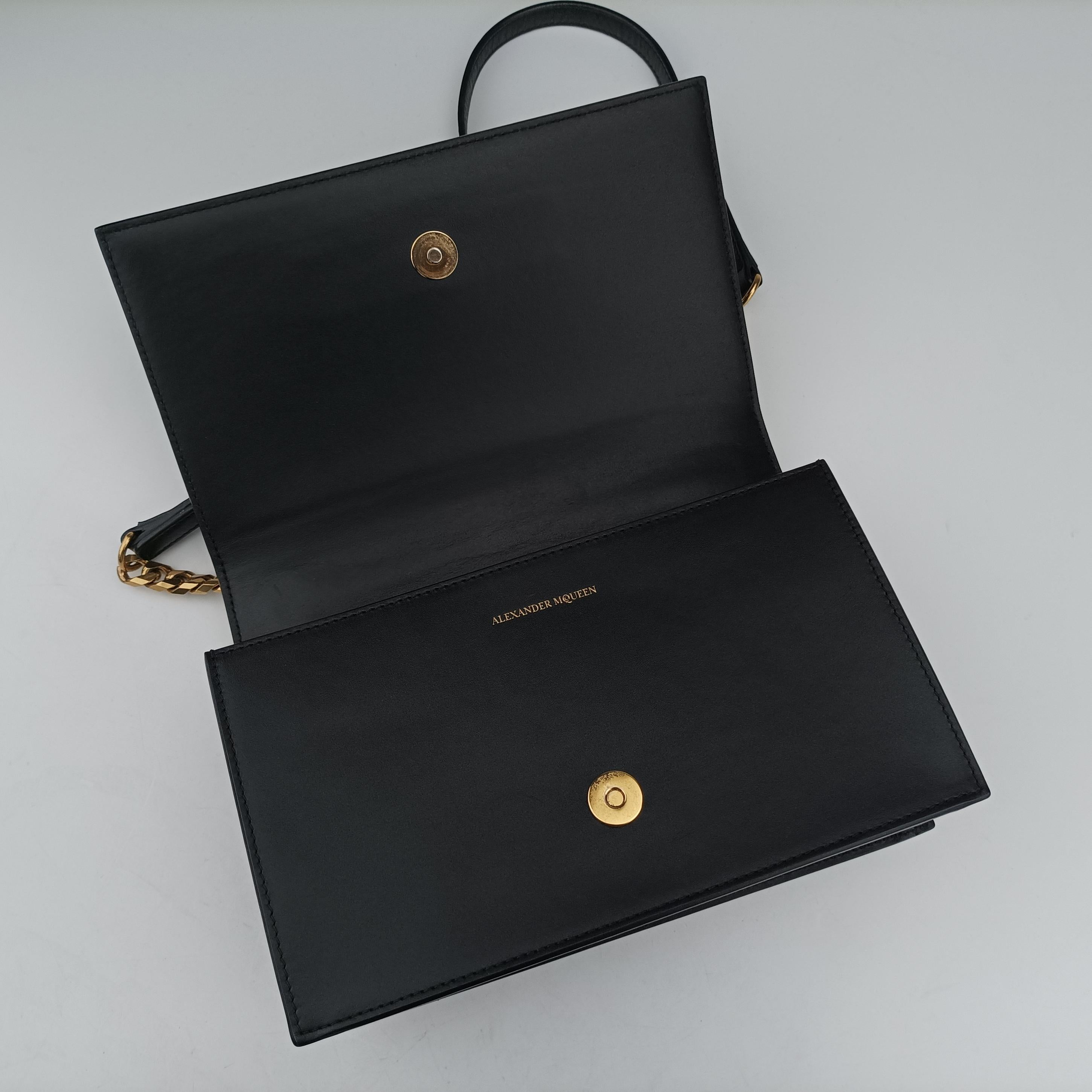 Pre-owned Alexander McQueen Jewelled Satchel Black Leather  shoulderbag | stylenewstar