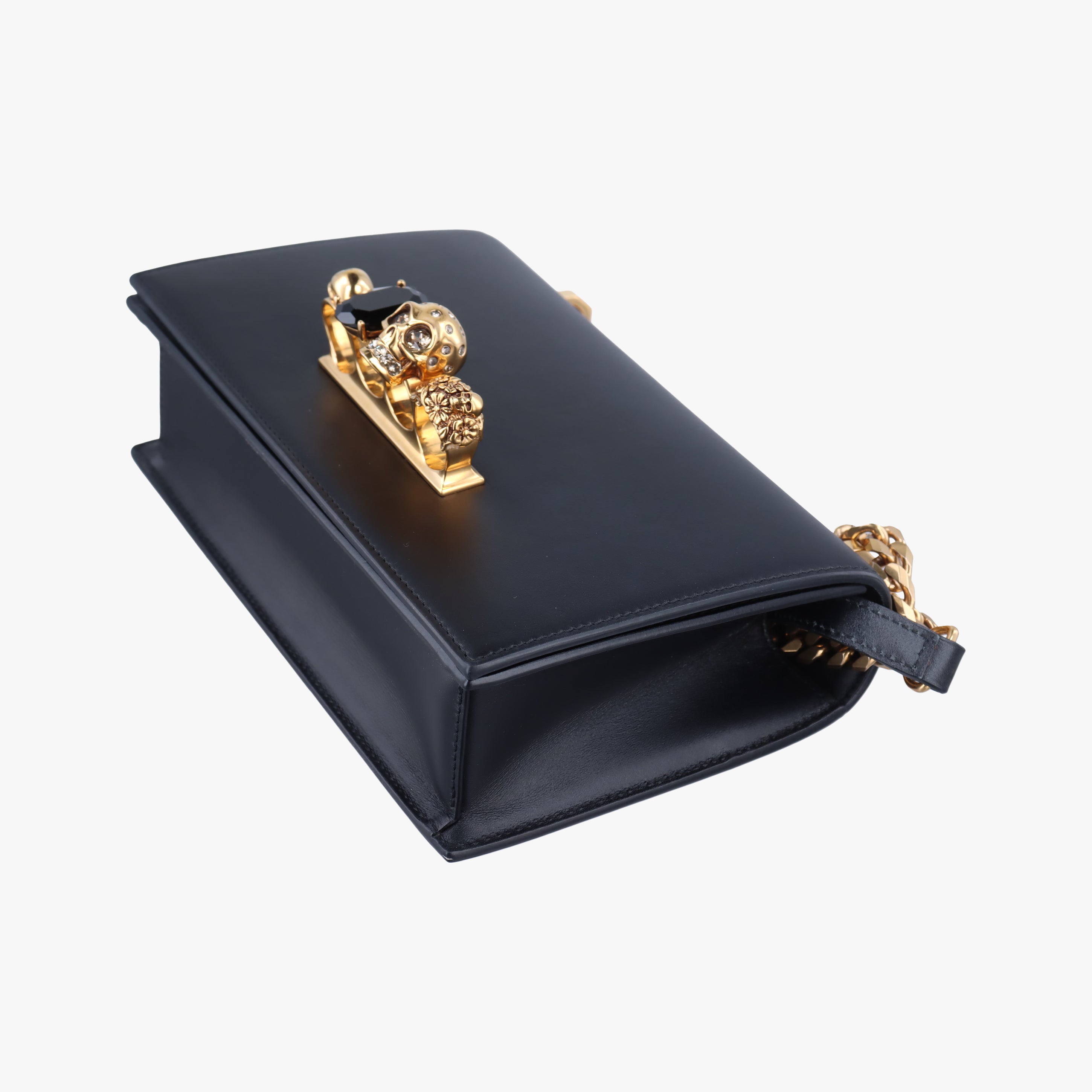 Pre-owned Alexander McQueen Jewelled Satchel Black Leather  shoulderbag | stylenewstar