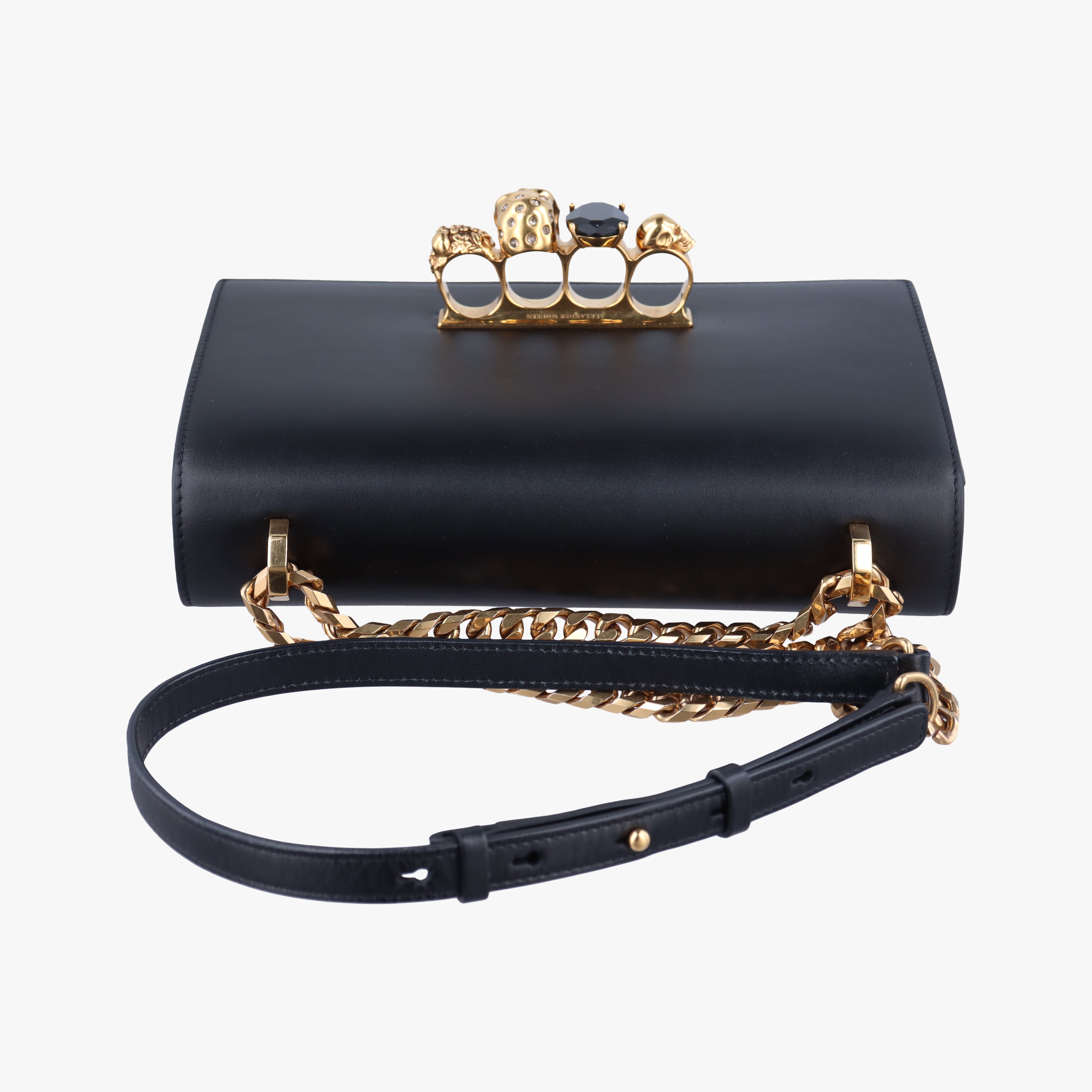 Pre-owned Alexander McQueen Jewelled Satchel Black Leather  shoulderbag | stylenewstar