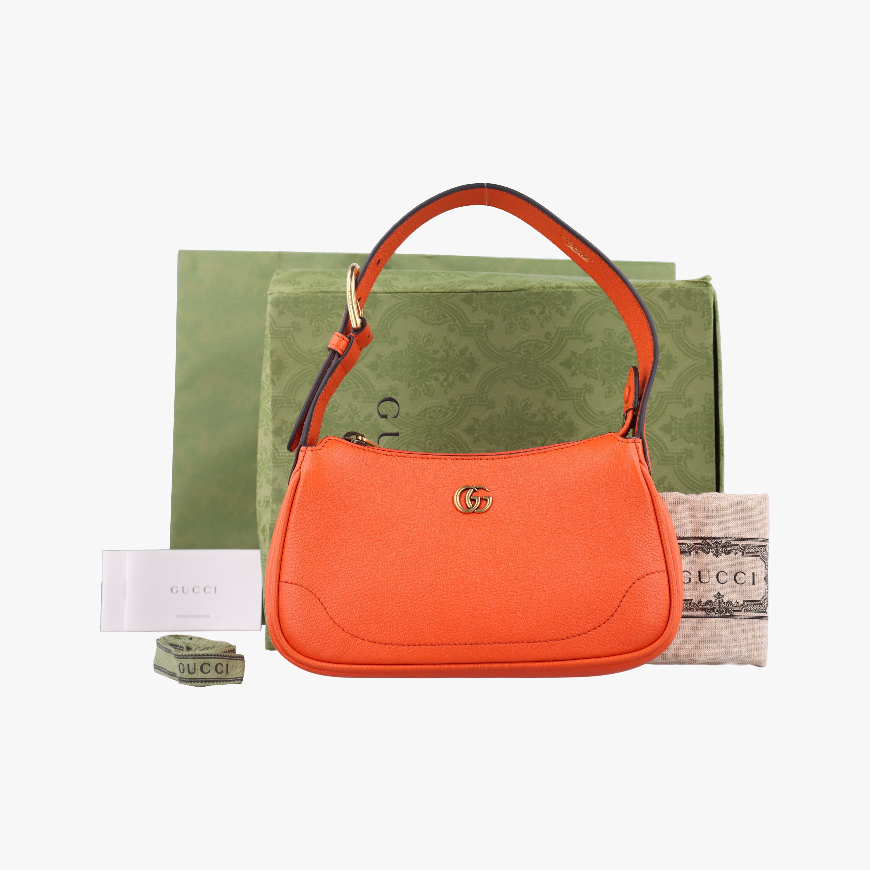 Pre-owned Gucci Aphrodite Orange Leather 739076 shoulderbag | stylenewstar