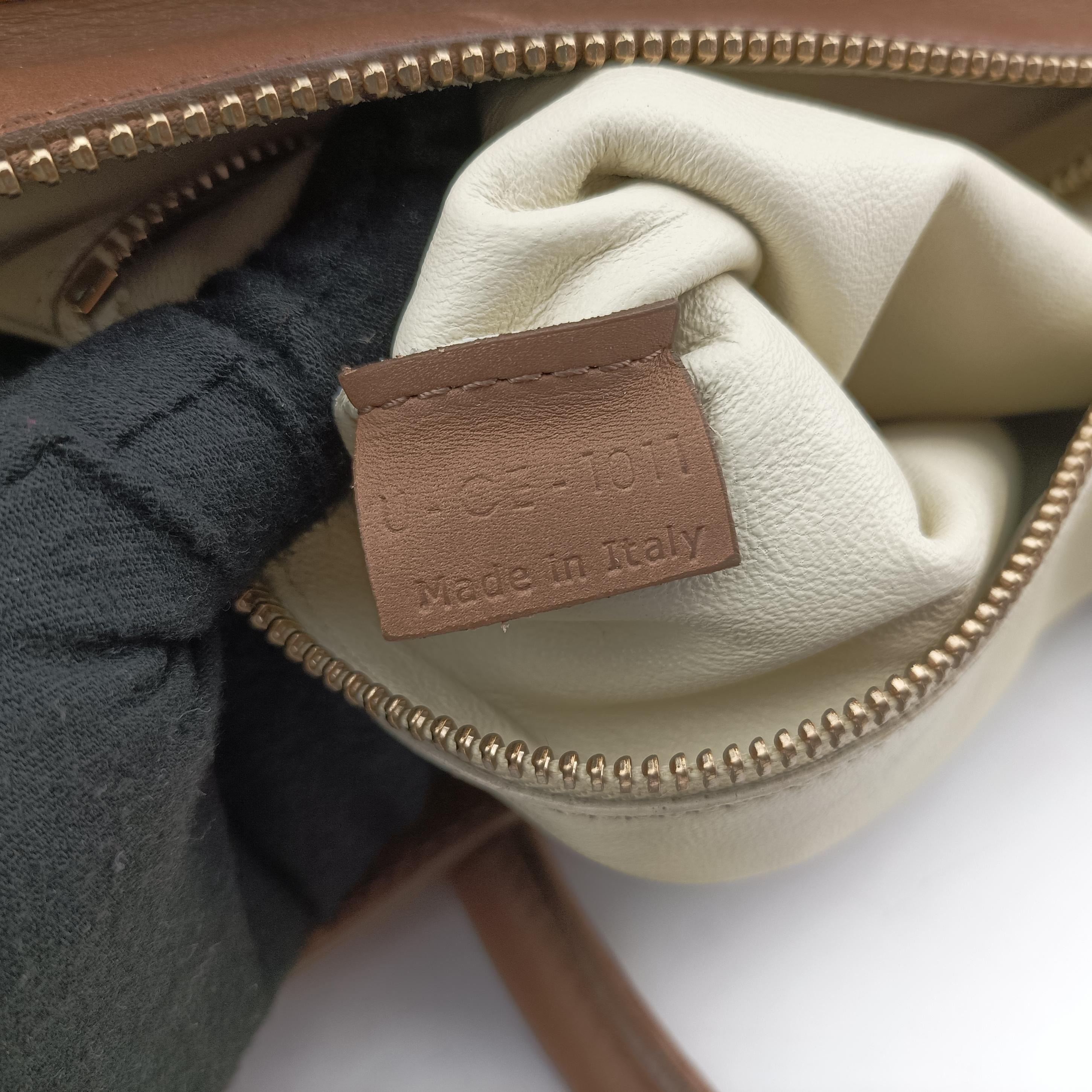 Pre-owned Celine Luggage Mini Shopper beige × Brown Leather  handbag | stylenewstar