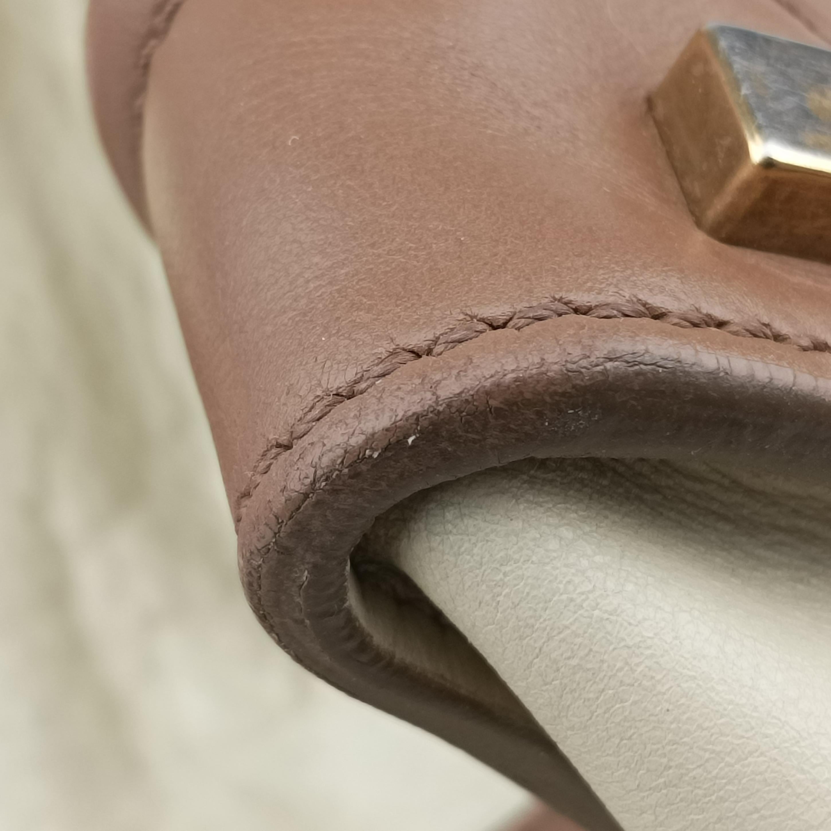 Pre-owned Celine Luggage Mini Shopper beige × Brown Leather  handbag | stylenewstar