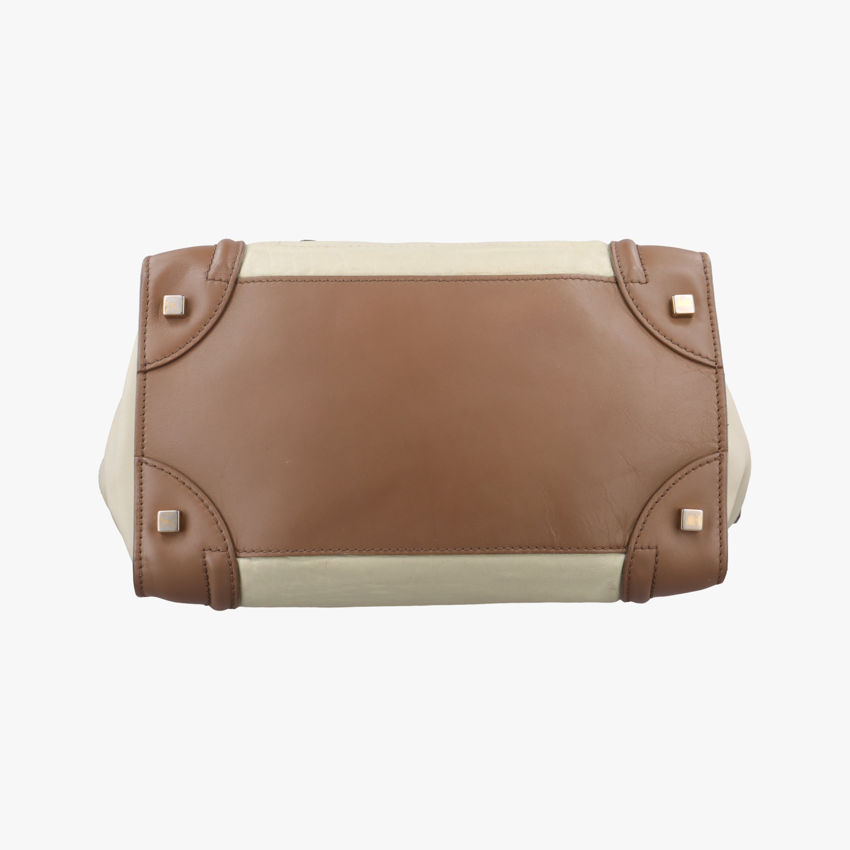 Pre-owned Celine Luggage Mini Shopper beige × Brown Leather  handbag | stylenewstar