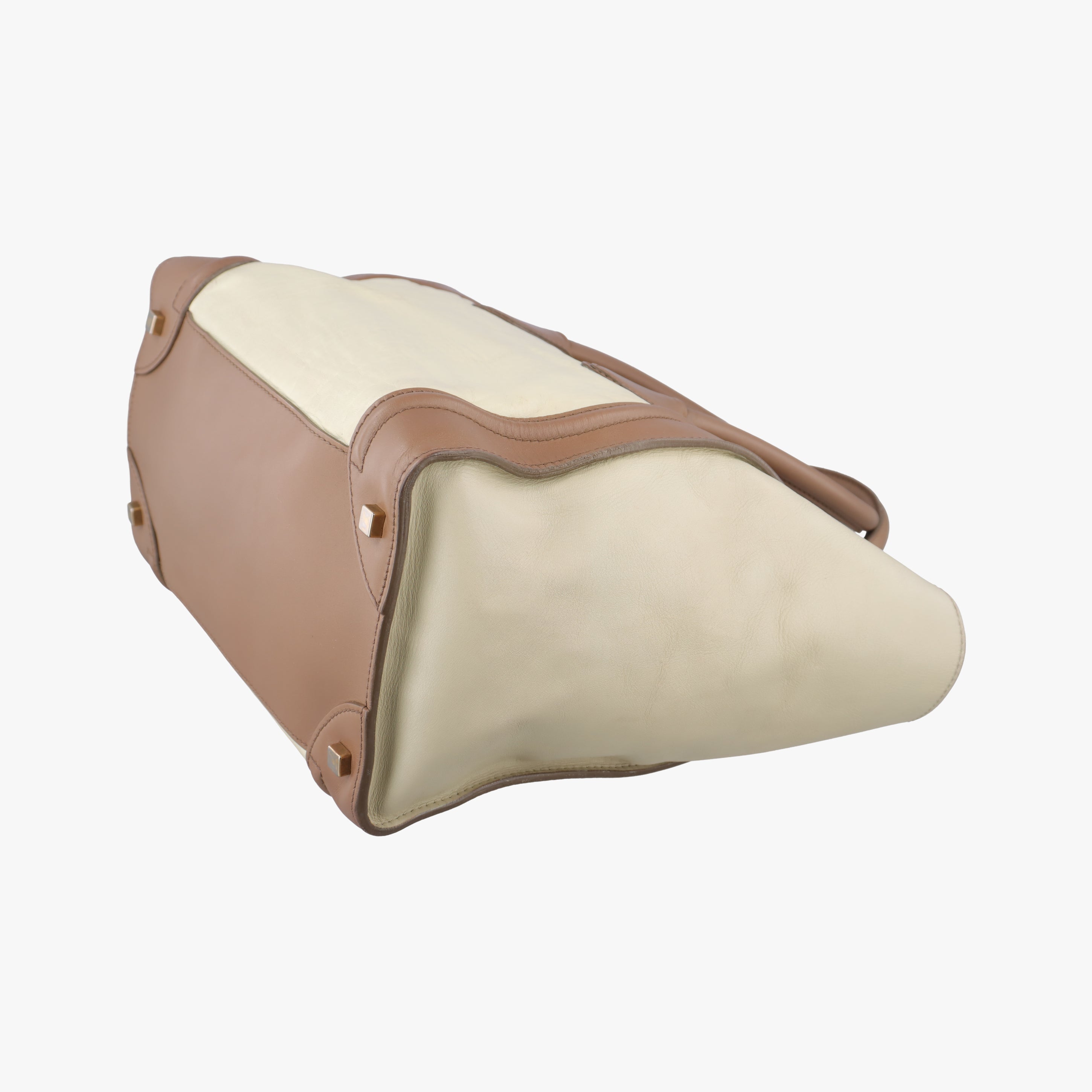 Pre-owned Celine Luggage Mini Shopper beige × Brown Leather  handbag | stylenewstar