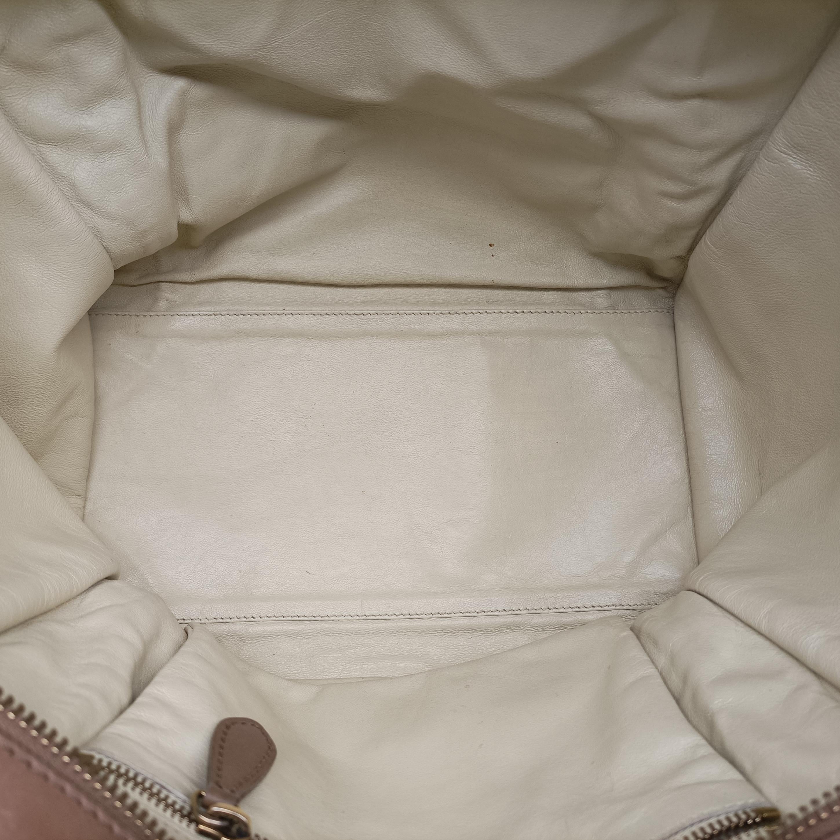Pre-owned Celine Luggage Mini Shopper beige × Brown Leather  handbag | stylenewstar