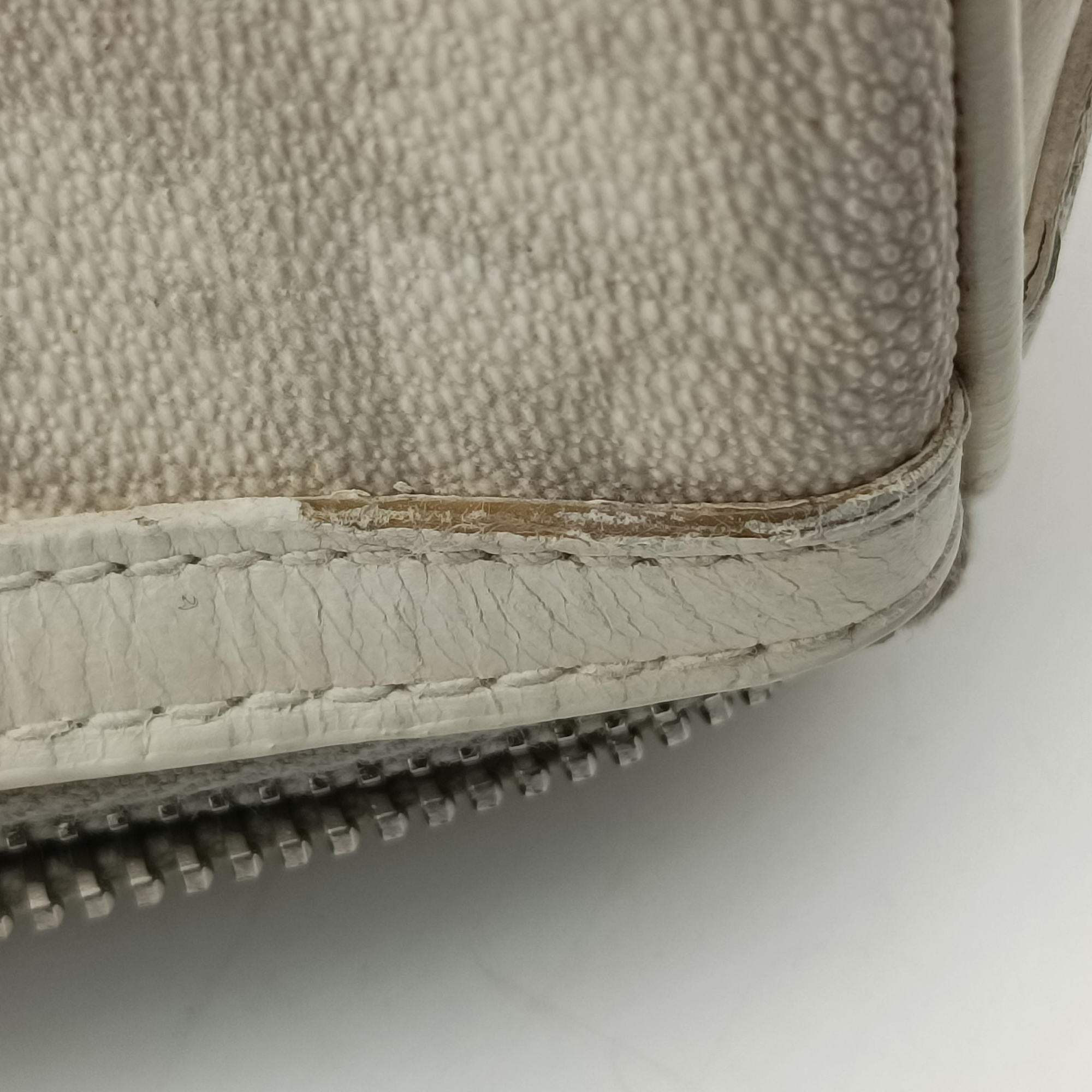 Pre-owned Christian Dior Romantic Trotter White×Grey pvc coated canvas×Leather  shoulderbag | stylenewstar