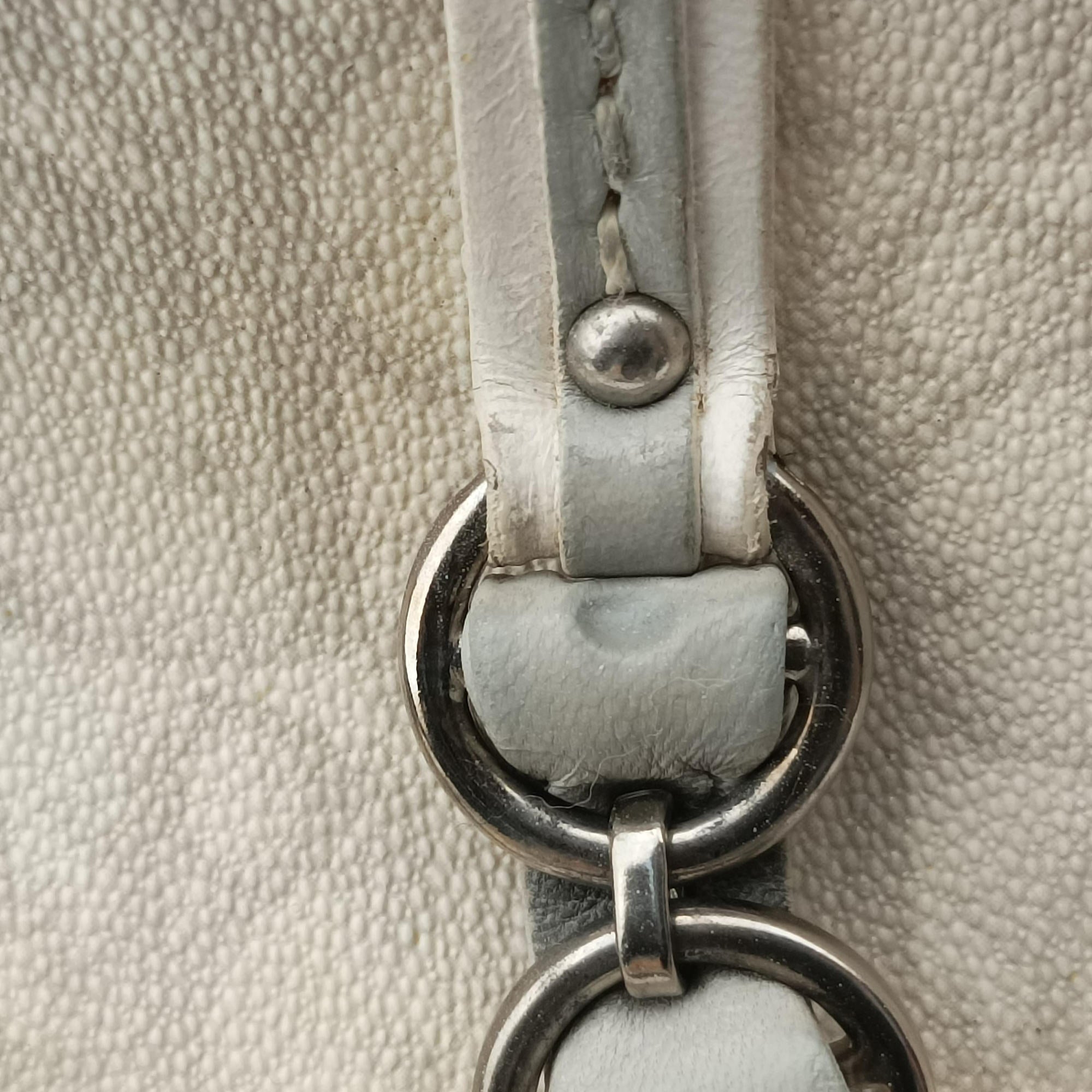 Pre-owned Christian Dior Romantic Trotter White×Grey pvc coated canvas×Leather  shoulderbag | stylenewstar