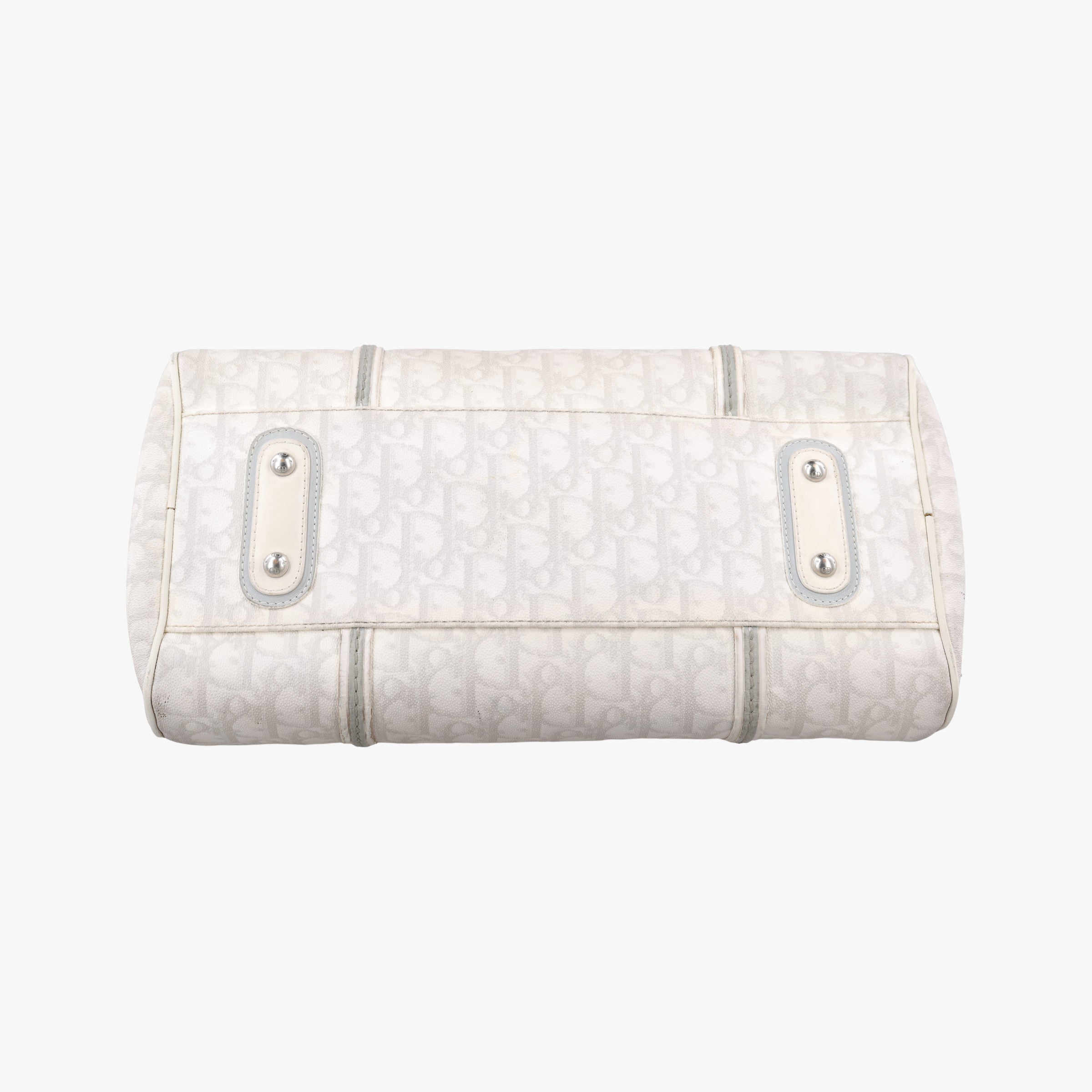 Pre-owned Christian Dior Romantic Trotter White×Grey pvc coated canvas×Leather  shoulderbag | stylenewstar