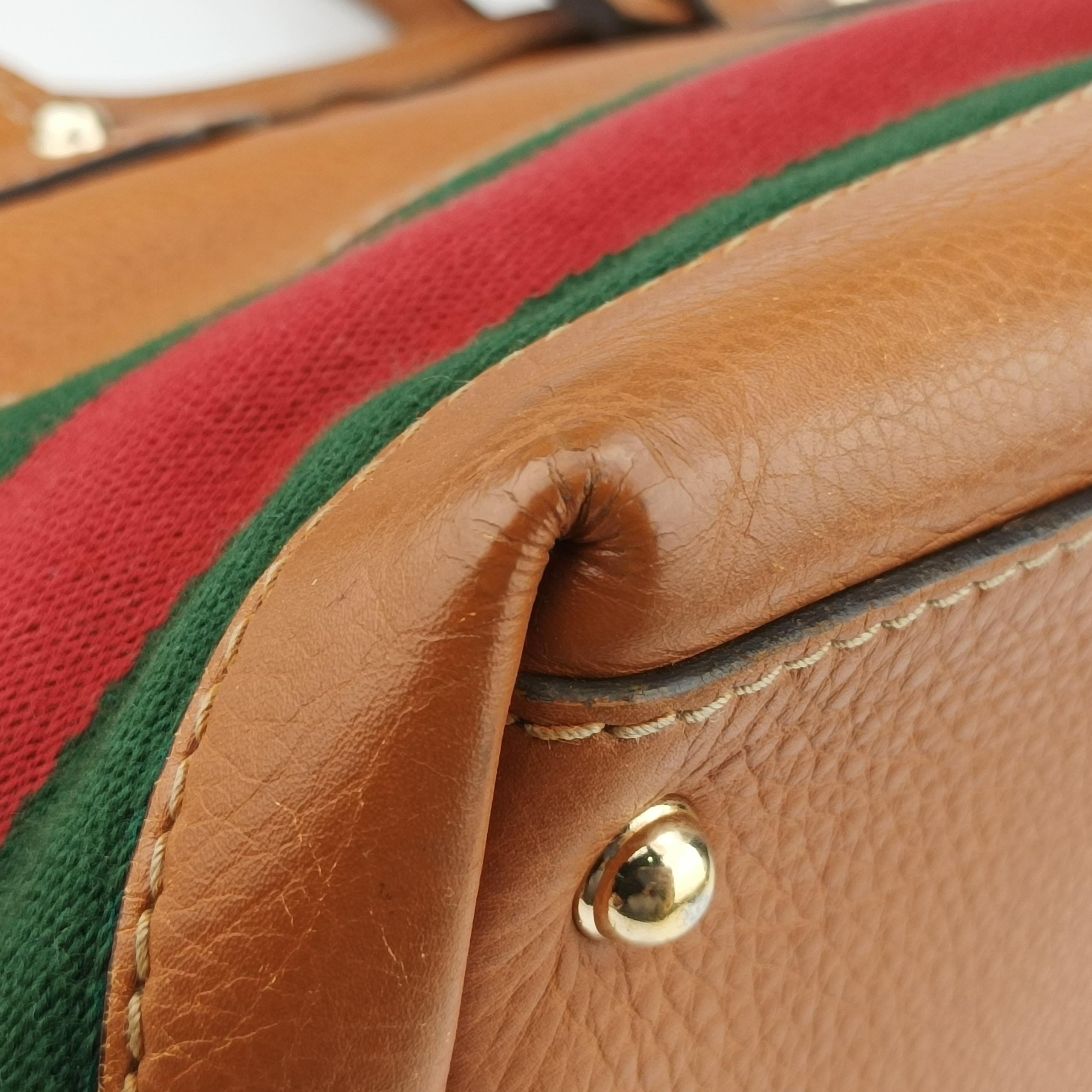 Pre-owned Gucci Heritage Brown×Multicolour Leather 257085 handbag | stylenewstar