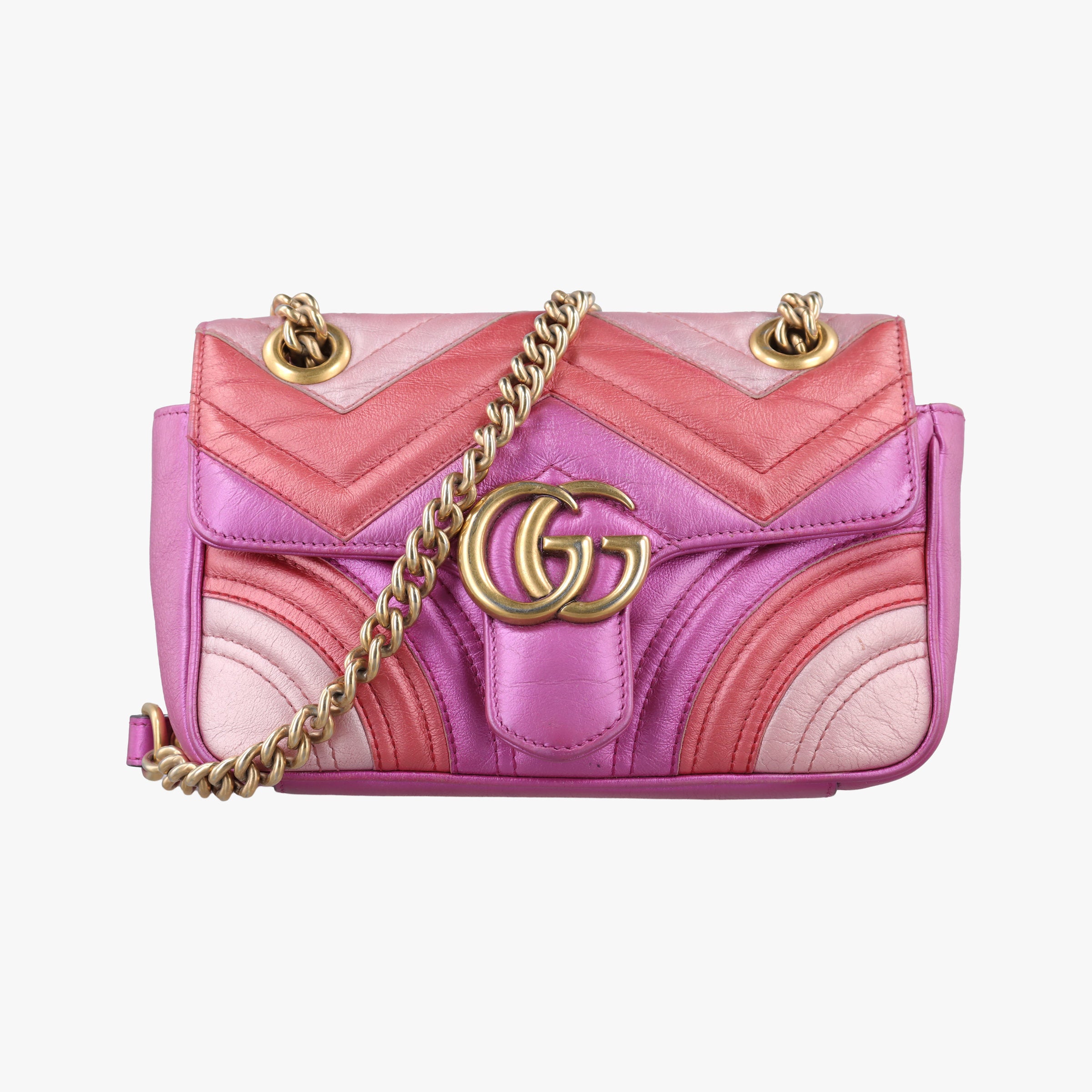 Vintage Gucci GG Marmont pink×Multicolour Leather 446744 shoulderbag | stylenewstar