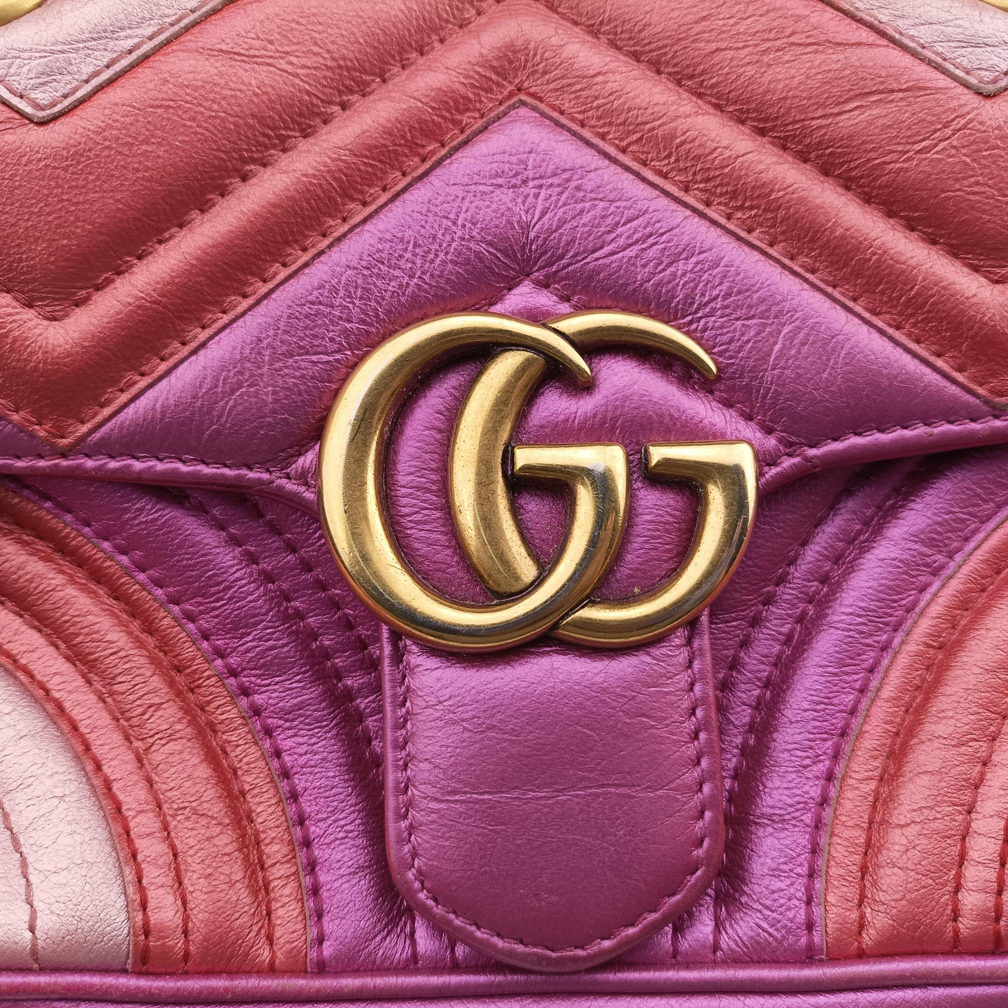 Vintage Gucci GG Marmont pink×Multicolour Leather 446744 shoulderbag | stylenewstar