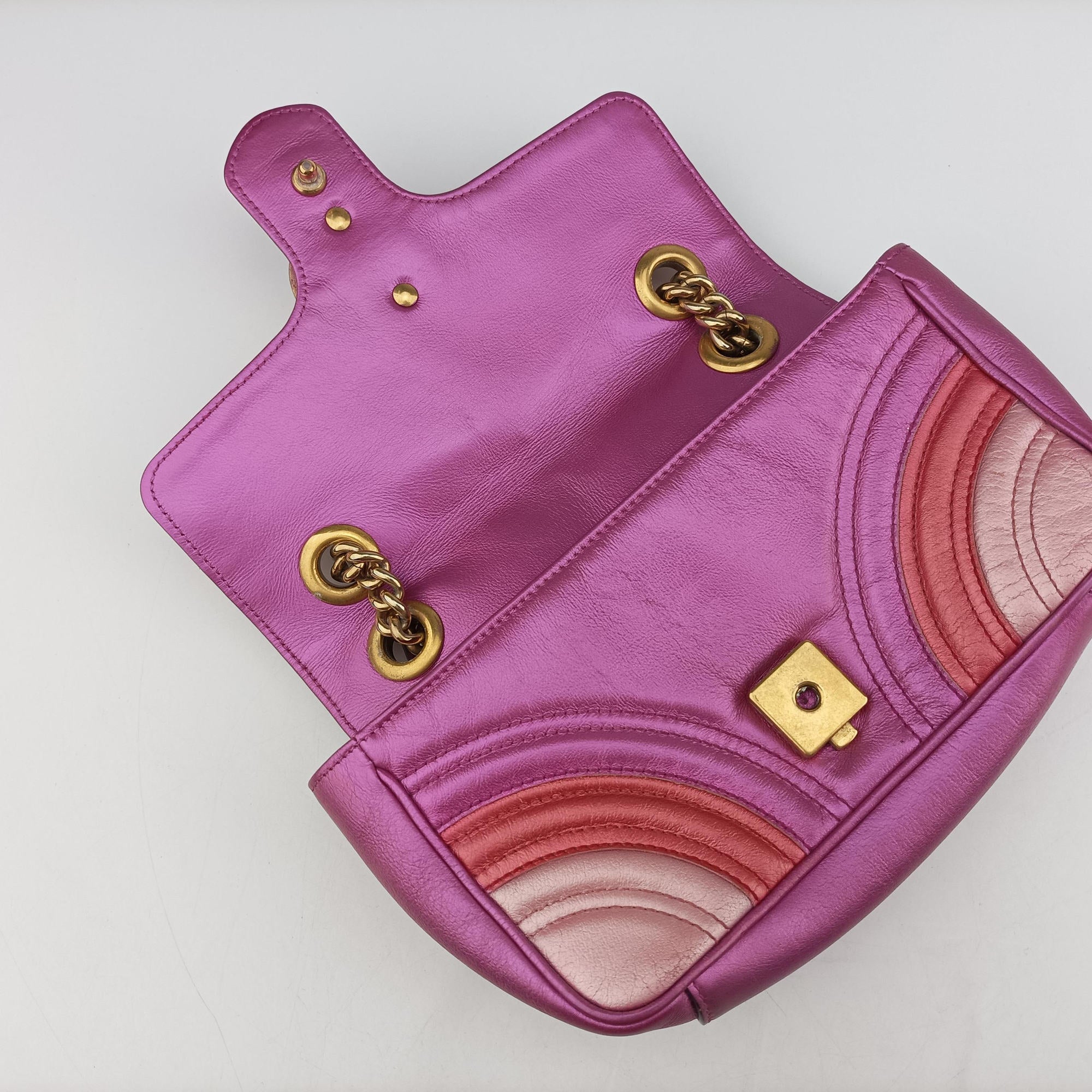 Vintage Gucci GG Marmont pink×Multicolour Leather 446744 shoulderbag | stylenewstar