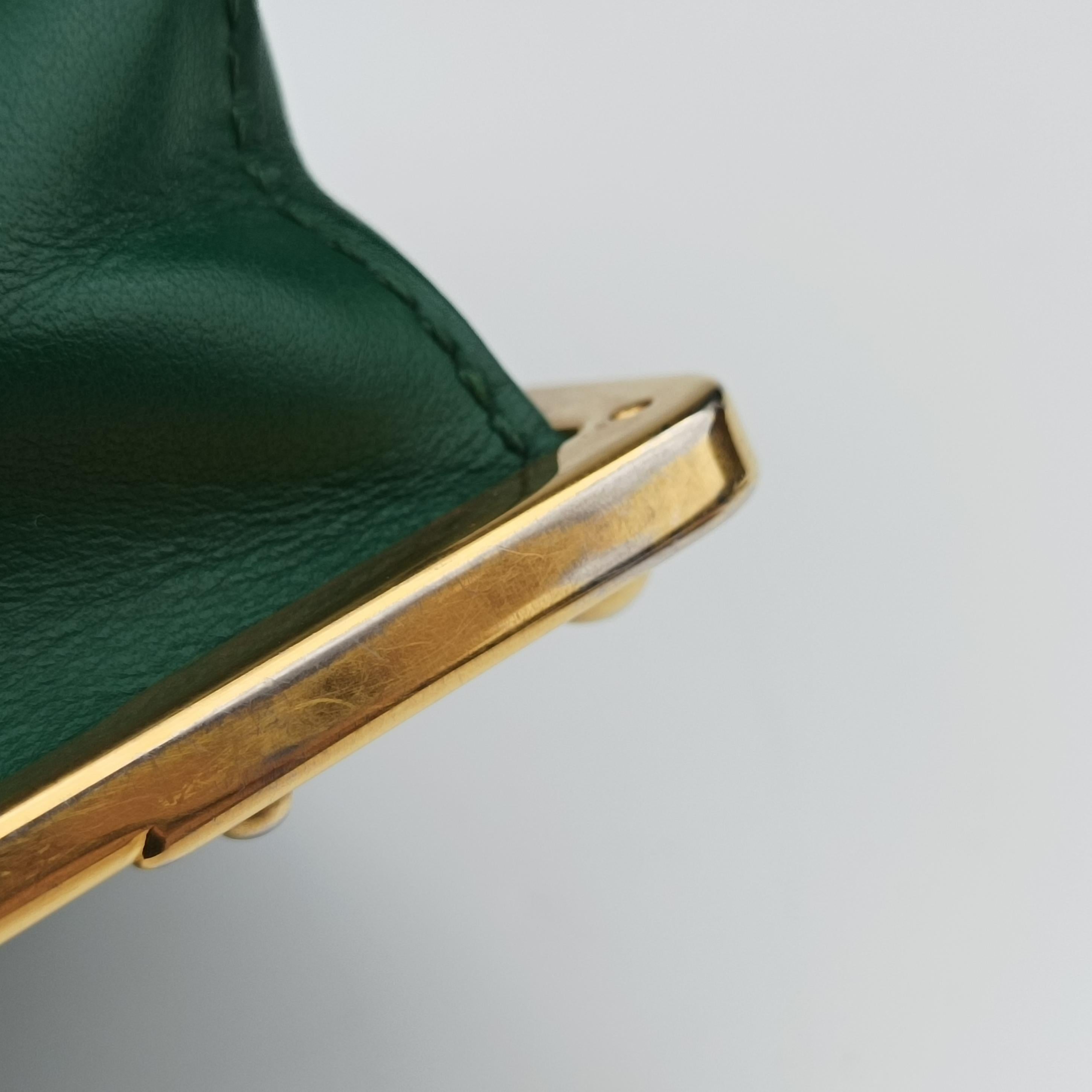 Pre-owned Prada Cahier Green×black Leather 1BD045 shoulderbag | stylenewstar