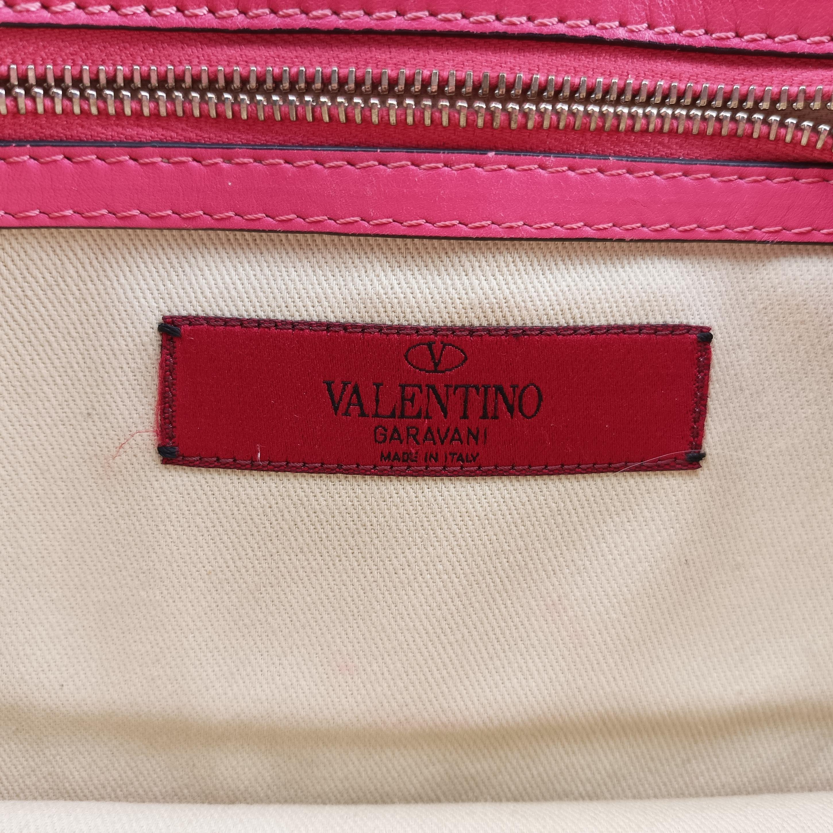Pre-owned Valentino Rockstud Glam Lock Rose Leather  shoulderbag | stylenewstar