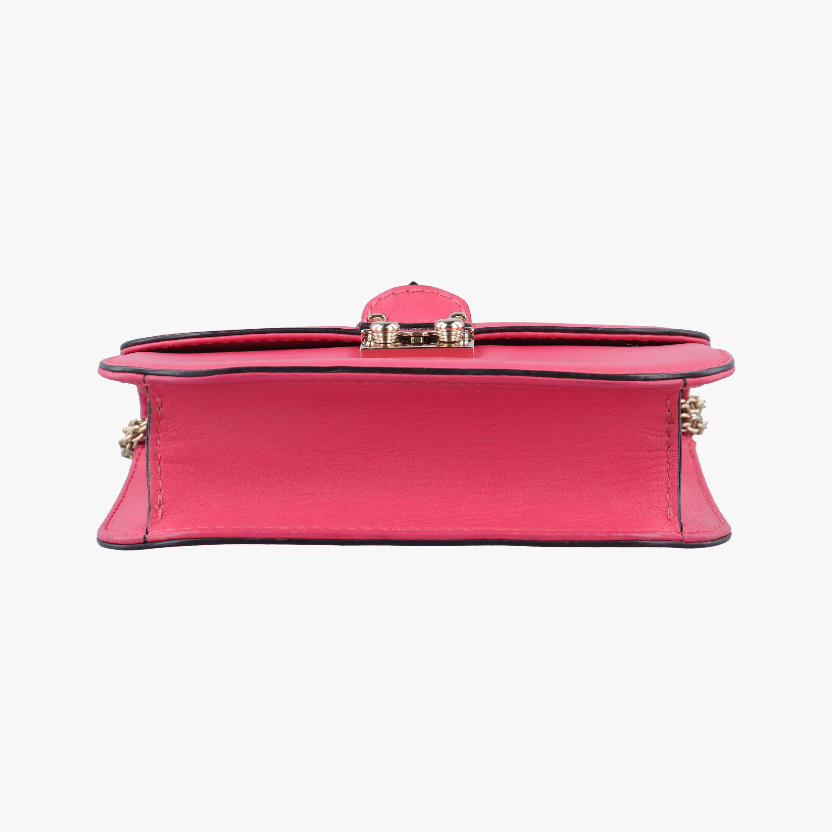 Pre-owned Valentino Rockstud Glam Lock Rose Leather  shoulderbag | stylenewstar