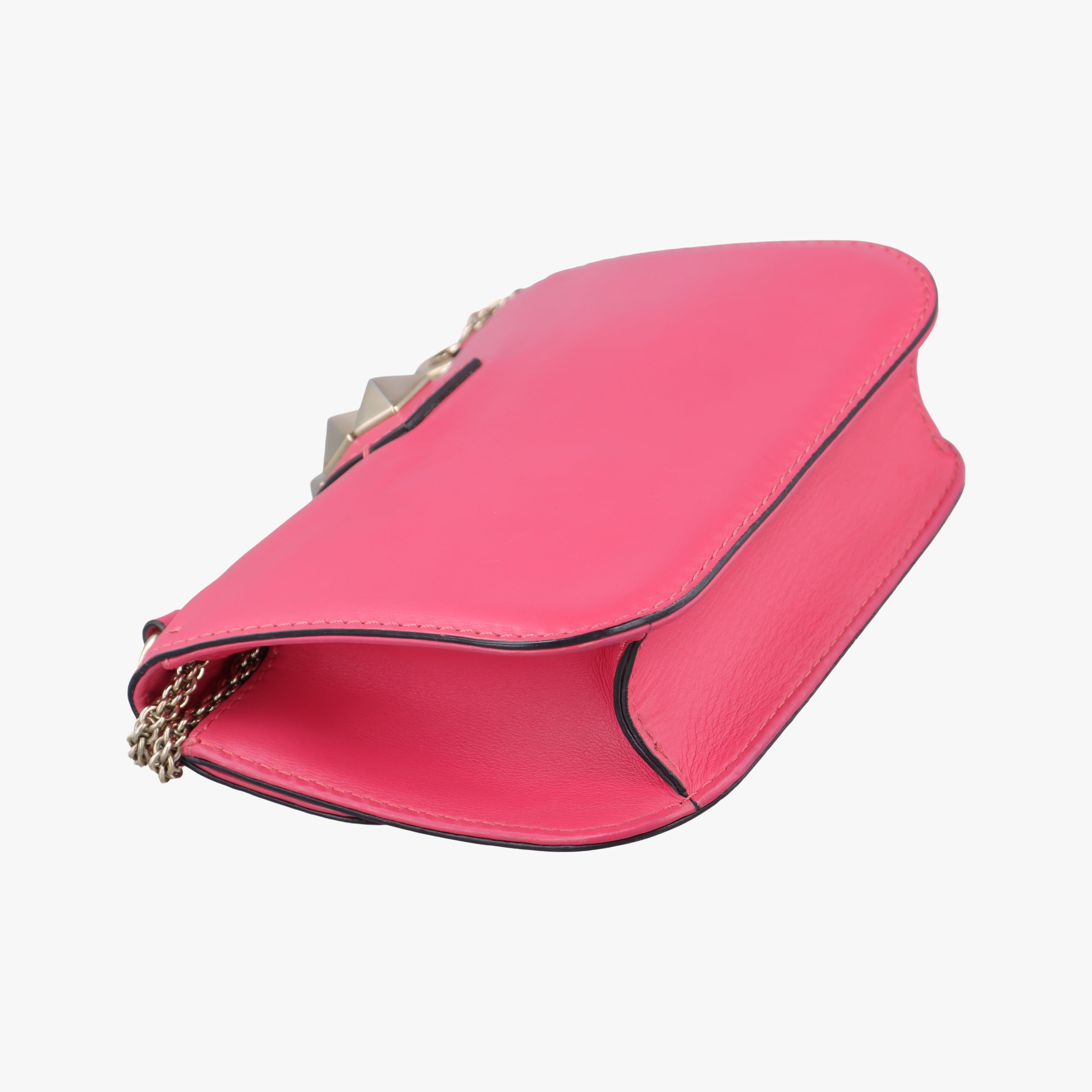 Pre-owned Valentino Rockstud Glam Lock Rose Leather  shoulderbag | stylenewstar