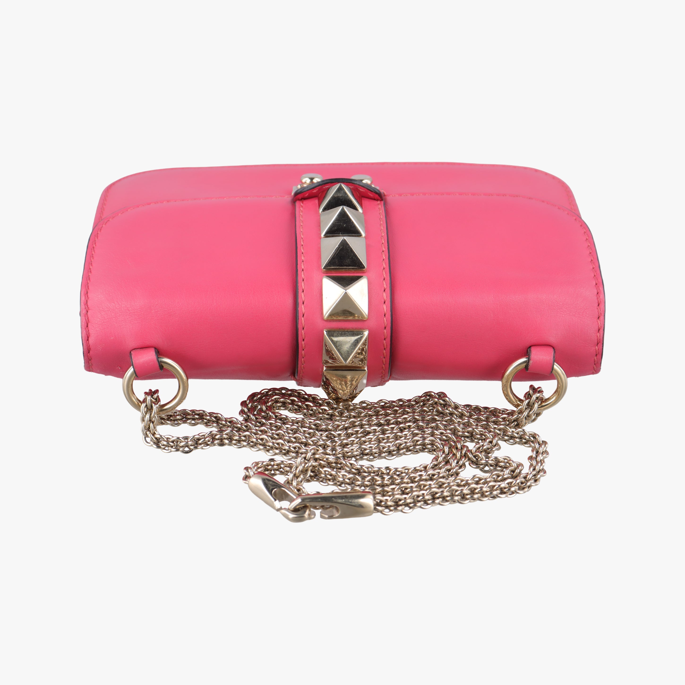 Pre-owned Valentino Rockstud Glam Lock Rose Leather  shoulderbag | stylenewstar