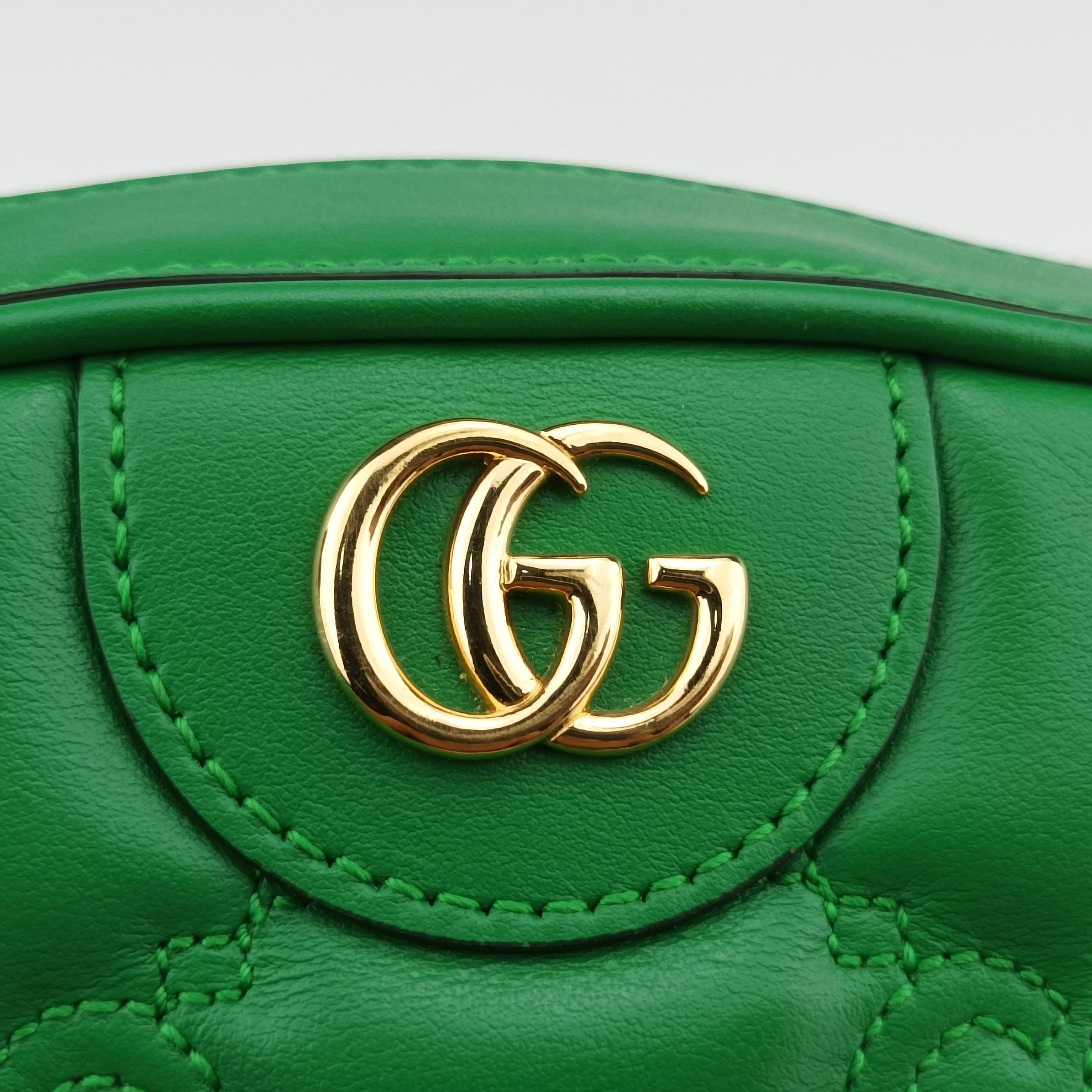 Pre-owned Gucci GG Matelasse Green Leather 702234 shoulderbag | stylenewstar