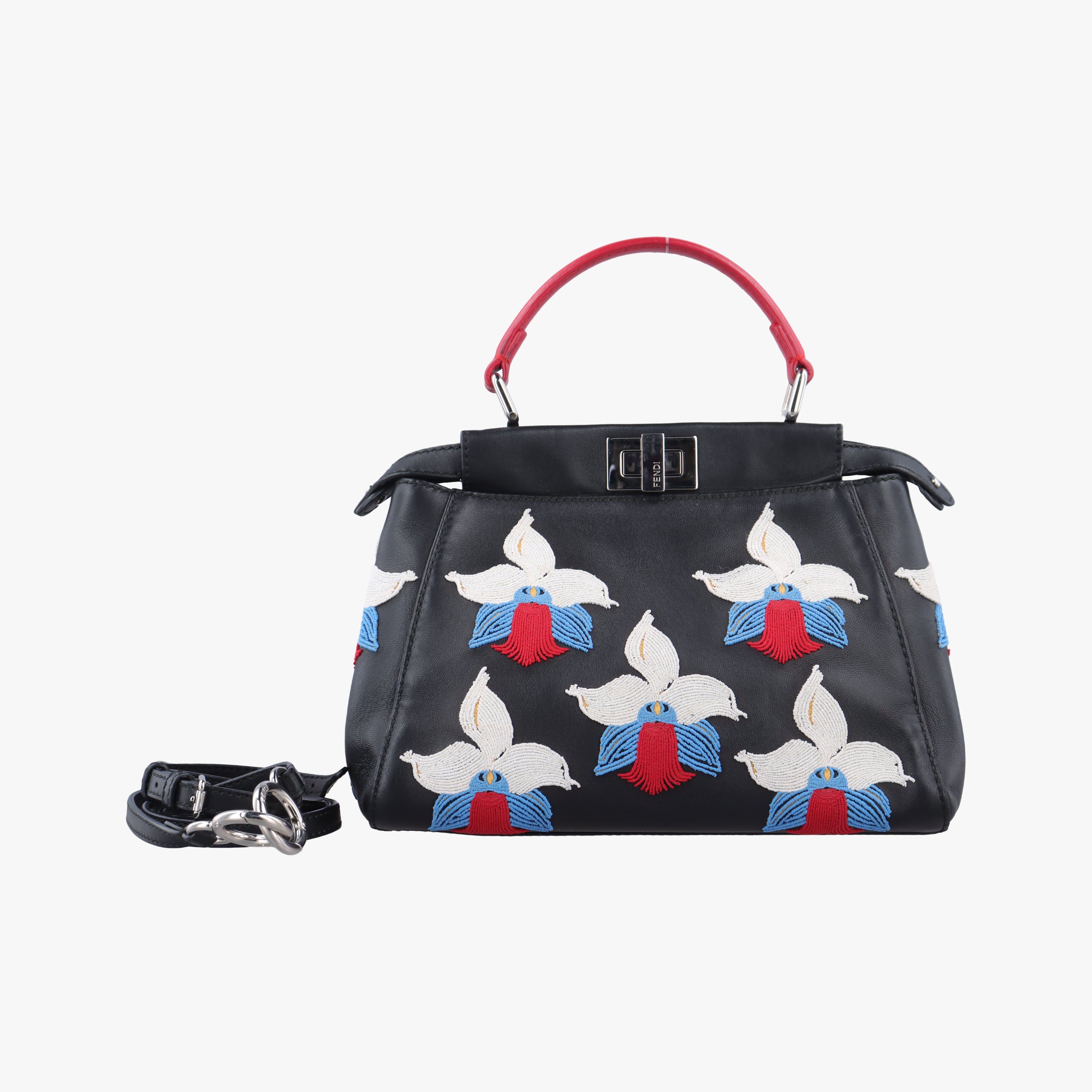 Pre-owned Fendi PEEKABOO Black×Multicolour Leather 8BN244 shoulderbag | stylenewstar