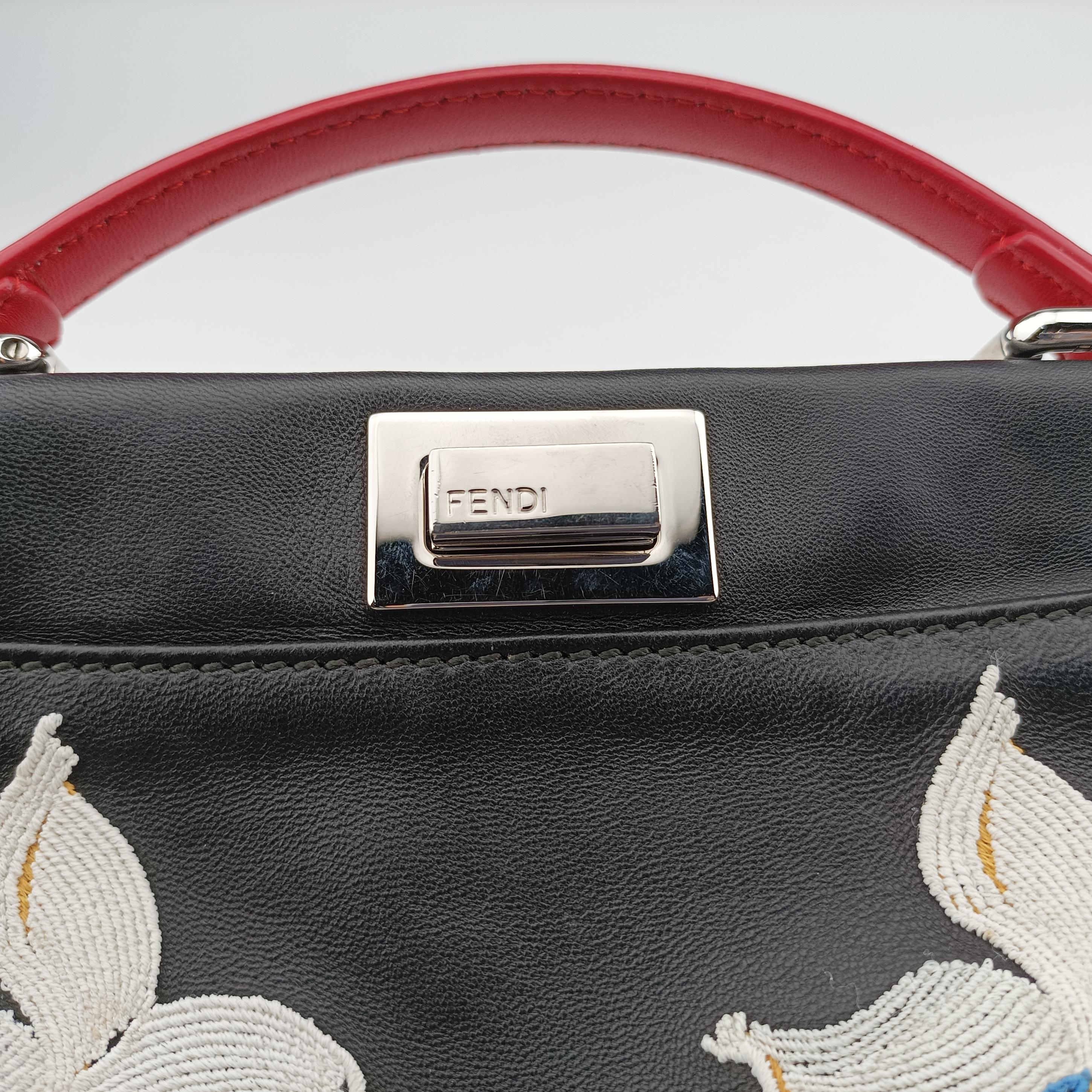 Pre-owned Fendi PEEKABOO Black×Multicolour Leather 8BN244 shoulderbag | stylenewstar