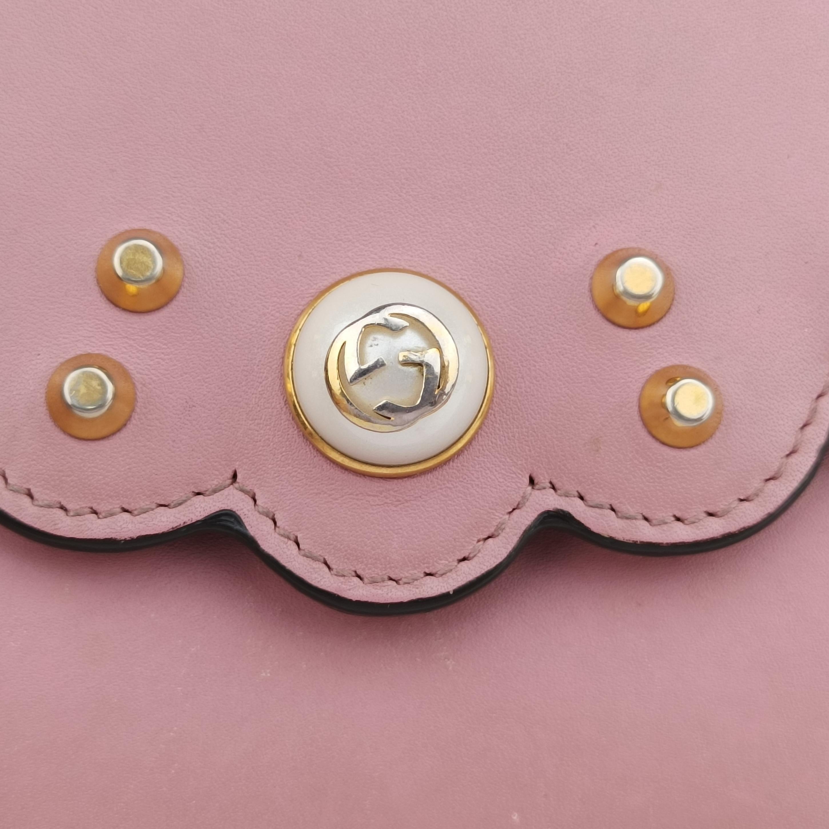 Pre-owned Gucci Peony Pearl Studded GG Supreme Pink Leather 431478 shoulderbag | stylenewstar
