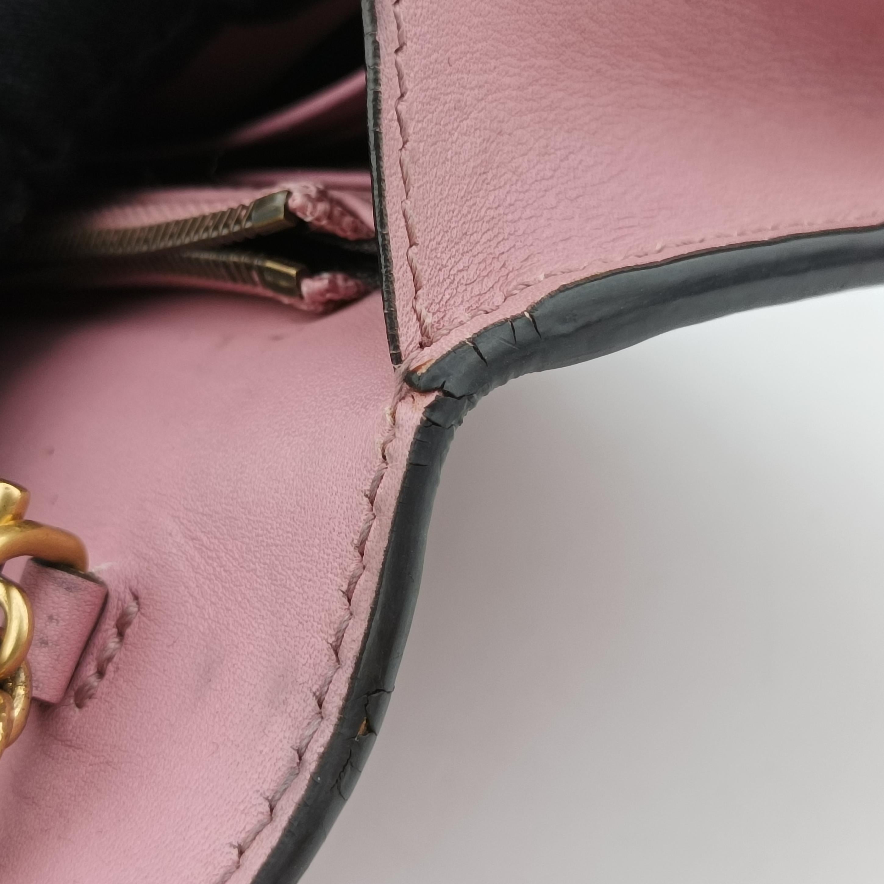 Pre-owned Gucci Peony Pearl Studded GG Supreme Pink Leather 431478 shoulderbag | stylenewstar